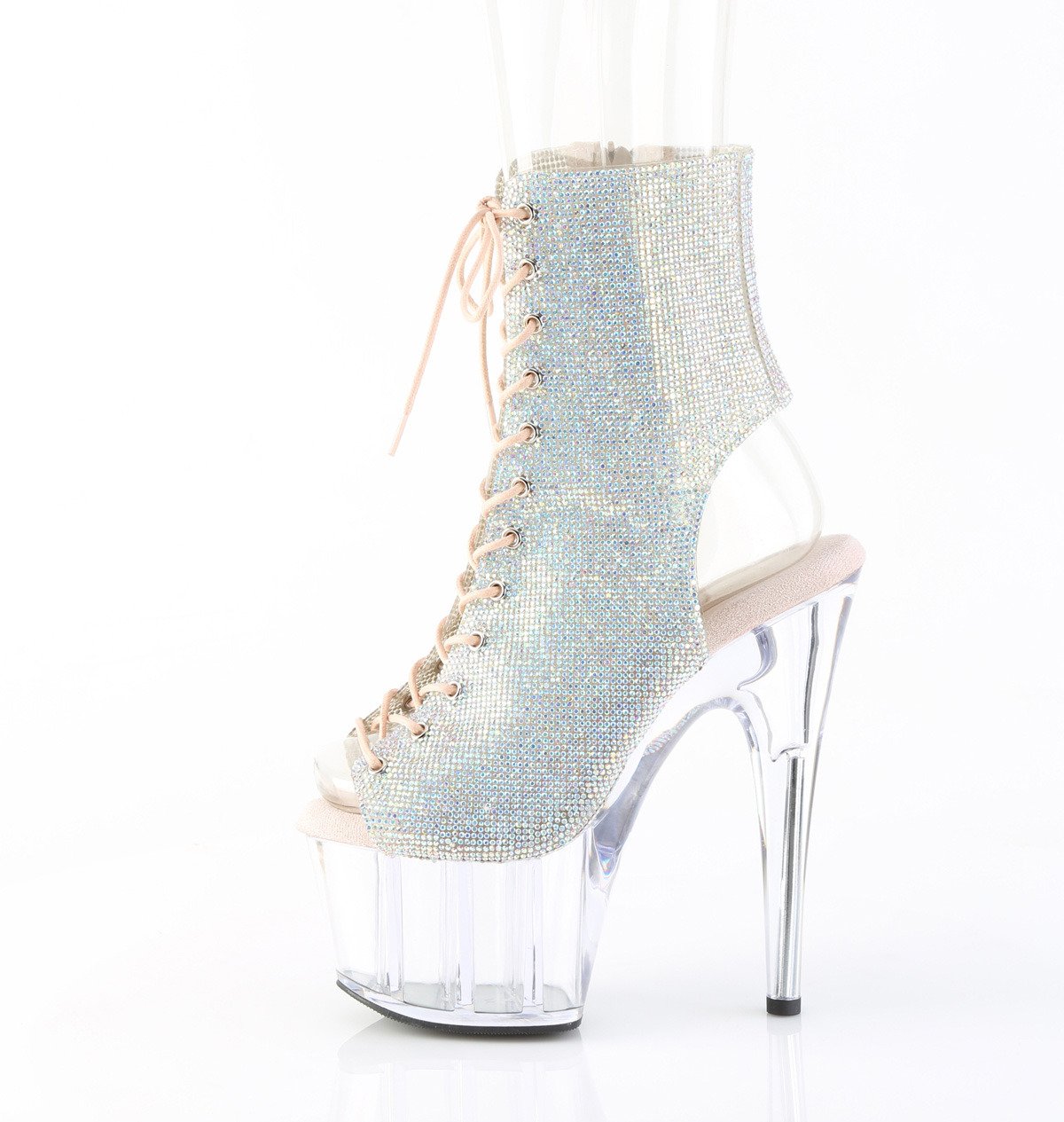 Pleaser Adore-1016C-RS SRS/C - Białe botki z odkrytymi palcami na wysokiej platformie