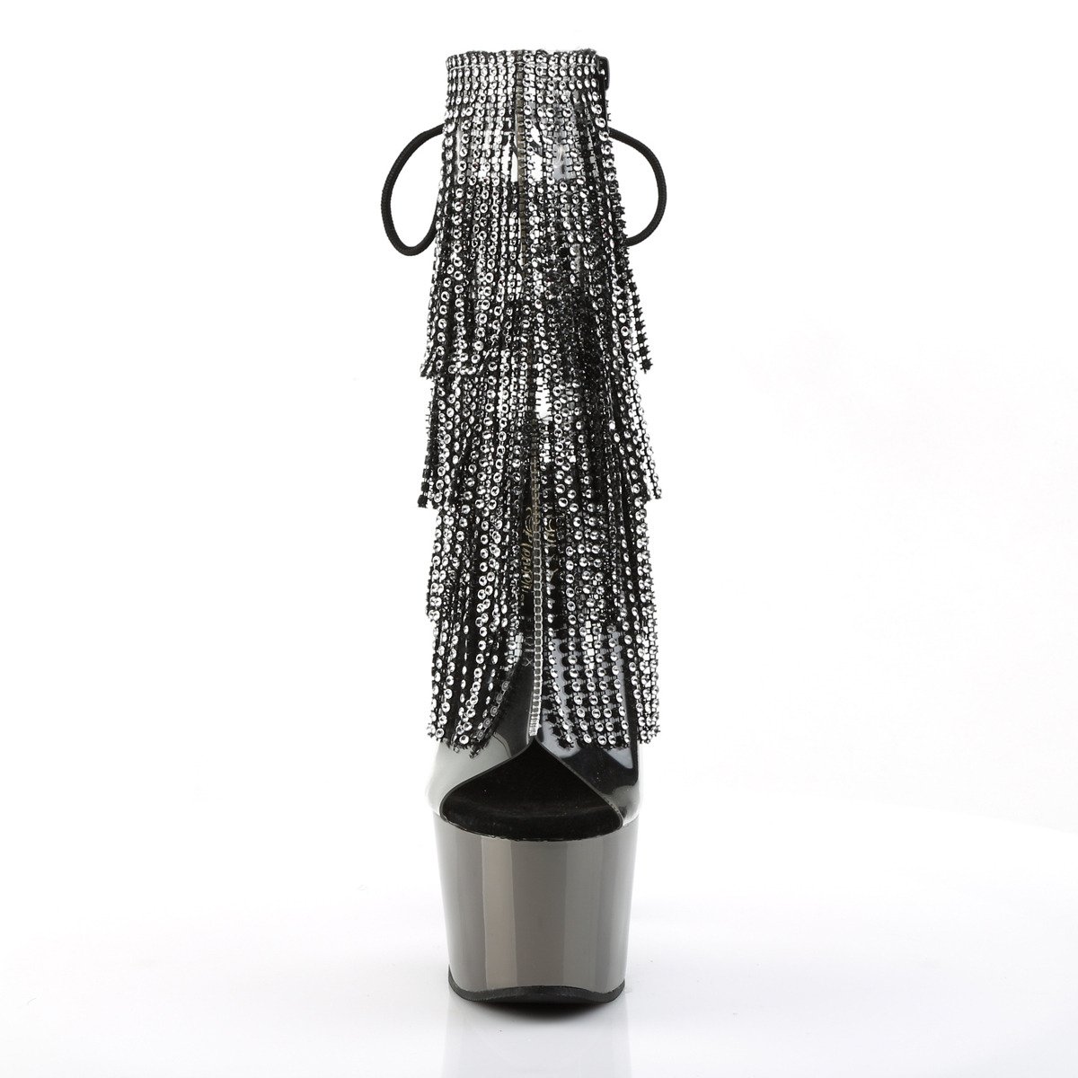 Pleaser Adore-1017RSF C-B/PWCH - Przezroczyste botki z odkrytymi palcami na wysokiej platformie