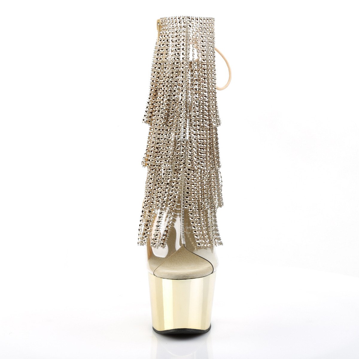 Pleaser Adore-1017RSF C-G/GCH - Przezroczyste botki z odkrytymi palcami na wysokiej platformie