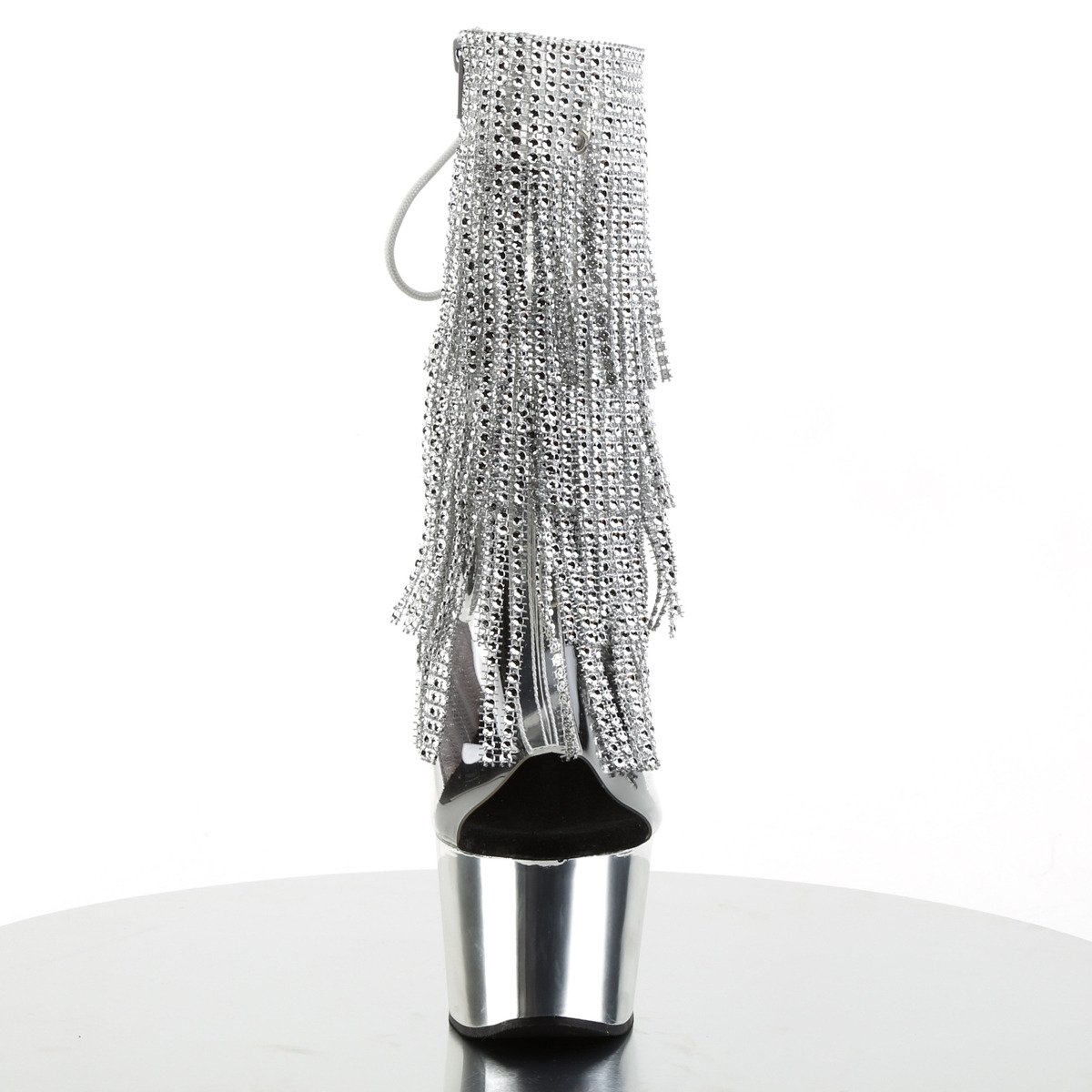 Pleaser Adore-1017RSF C-S/SCH - Przezroczyste botki z odkrytymi palcami na wysokiej platformie