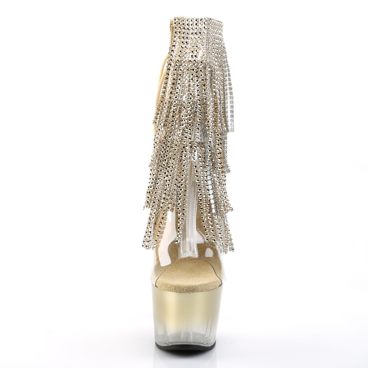 Pleaser Adore-1017RSFT C-G/M - Przezroczyste botki z odkrytymi palcami na wysokiej platformie