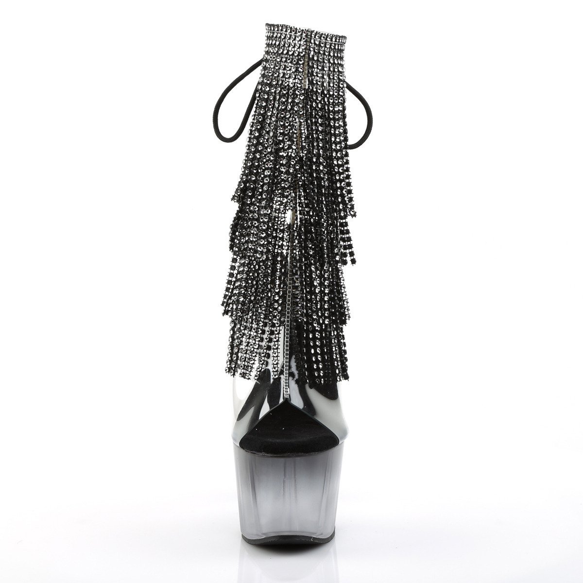 Pleaser Adore-1017RSFT C-B/M - Przezroczyste botki z odkrytymi palcami na wysokiej platformie