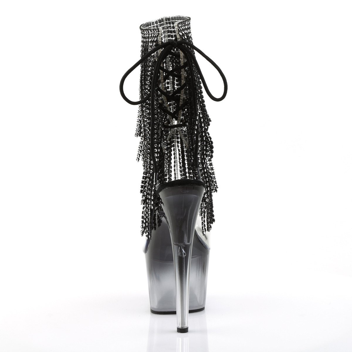 Pleaser Adore-1017RSFT C-B/M - Przezroczyste botki z odkrytymi palcami na wysokiej platformie