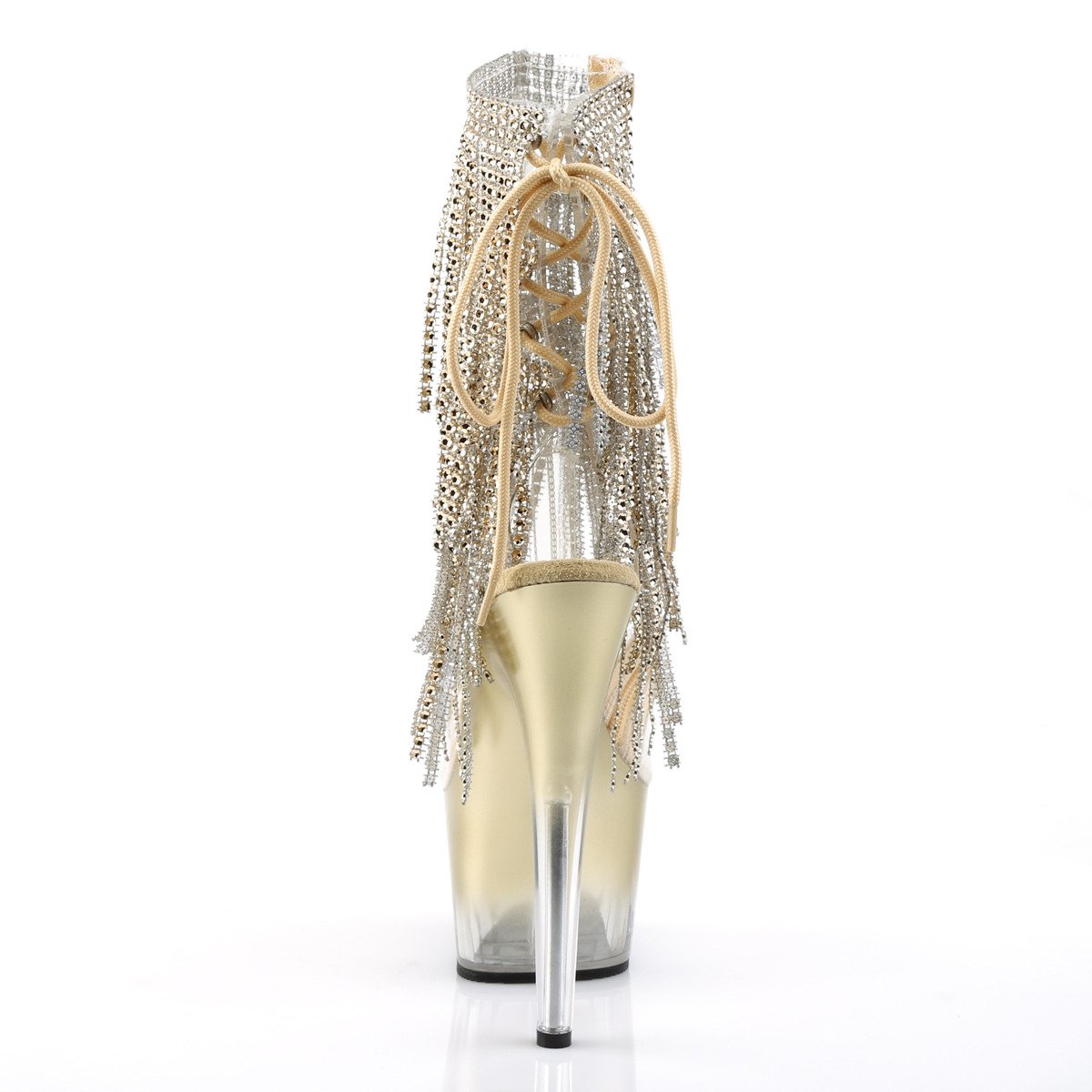 Pleaser Adore-1017RSFT C-G/M - Przezroczyste botki z odkrytymi palcami na wysokiej platformie