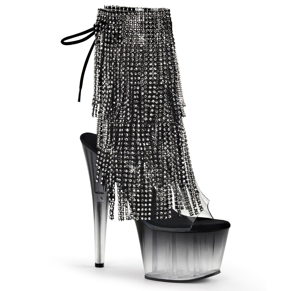 Pleaser Adore-1017RSFT C-B/M - Przezroczyste botki z odkrytymi palcami na wysokiej platformie