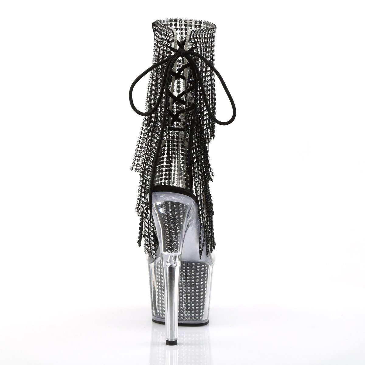 Pleaser Adore-1017SRS C-B/B - Przezroczyste botki z odkrytymi palcami na wysokiej platformie