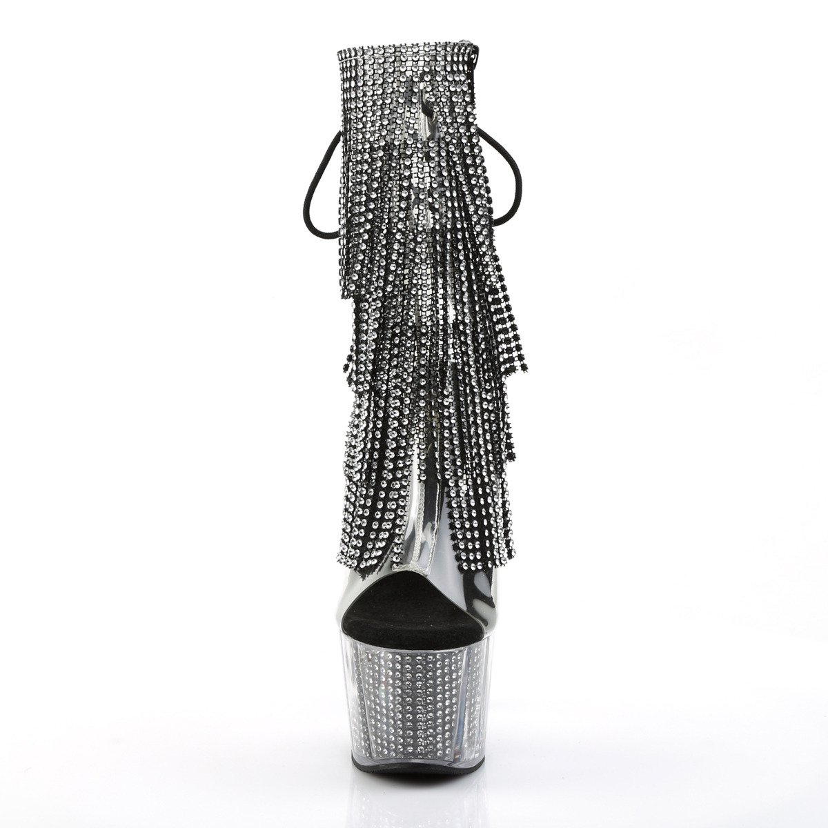 Pleaser Adore-1017SRS C-B/B - Przezroczyste botki z odkrytymi palcami na wysokiej platformie