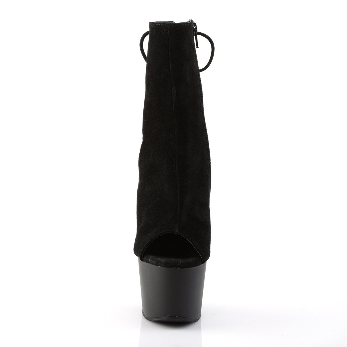 Pleaser Adore-1018 BSUE/M - Czarne botki z odkrytymi palcami na wysokiej platformie