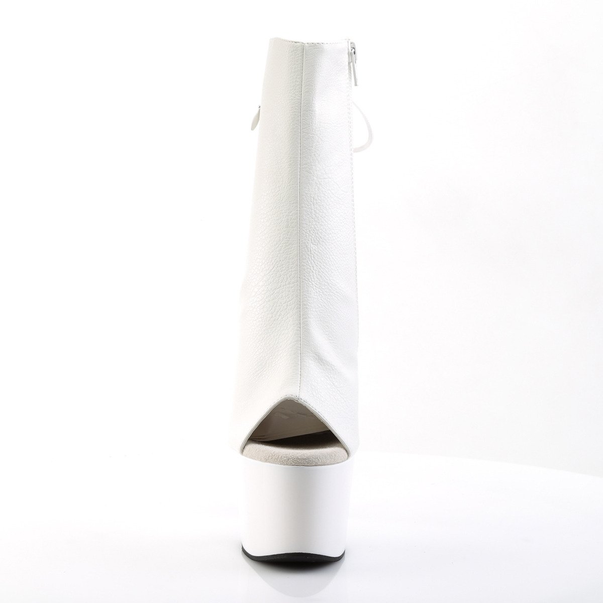 Pleaser Adore-1018 WPU/M - Białe botki z odkrytymi palcami na wysokiej platformie