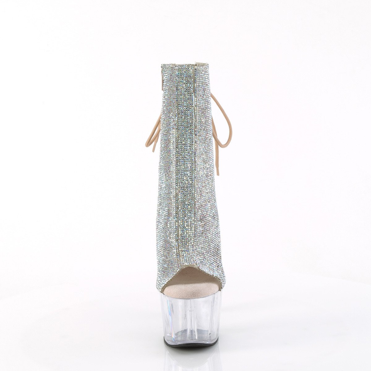 Pleaser Adore-1018C-RS SRS/C - Białe botki z odkrytymi palcami na wysokiej platformie