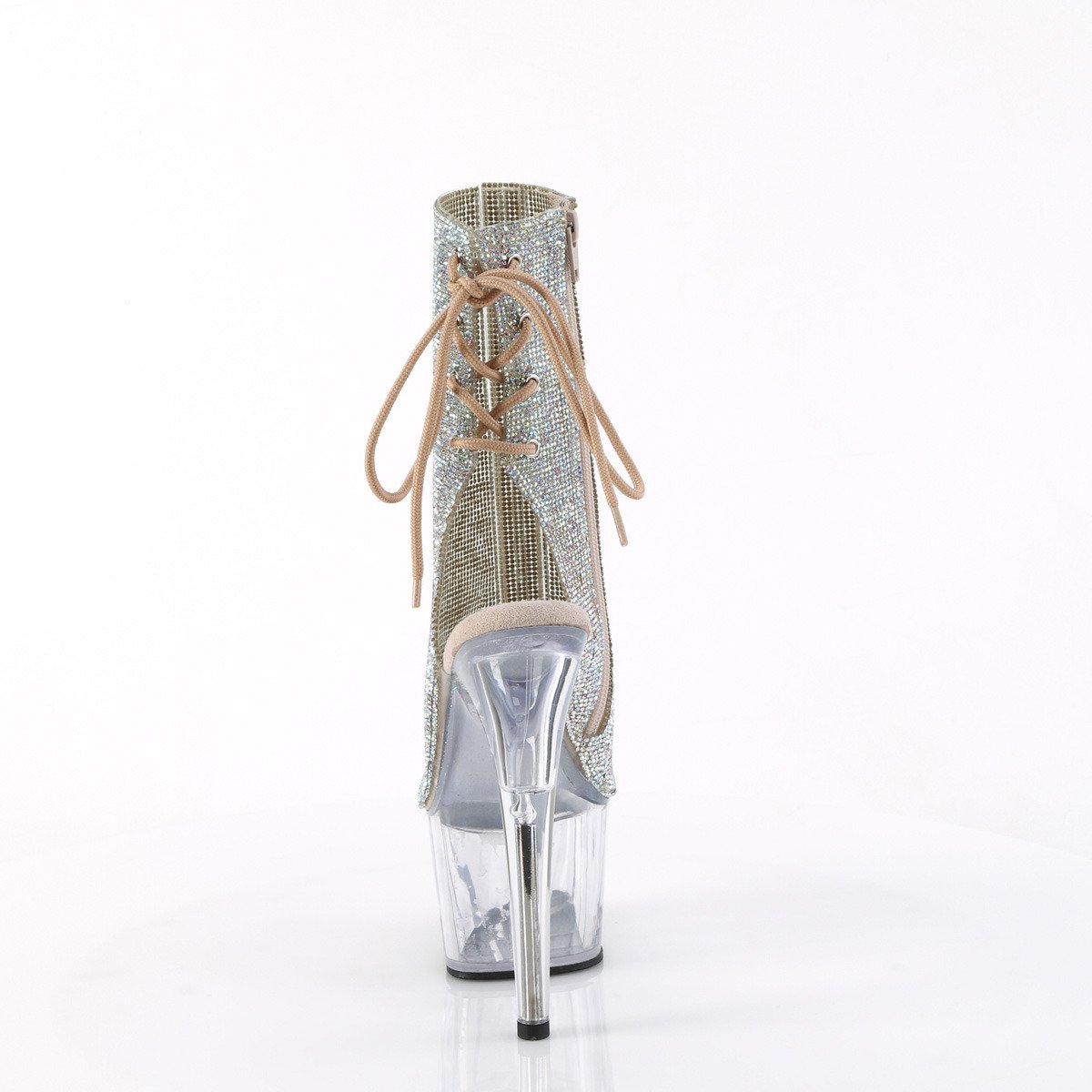 Pleaser Adore-1018C-RS SRS/C - Białe botki z odkrytymi palcami na wysokiej platformie