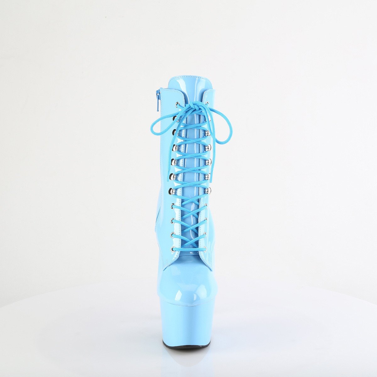 Pleaser Adore-1020 BB/M - Błyszczące niebieskie buty za kostkę na wysokiej platformie