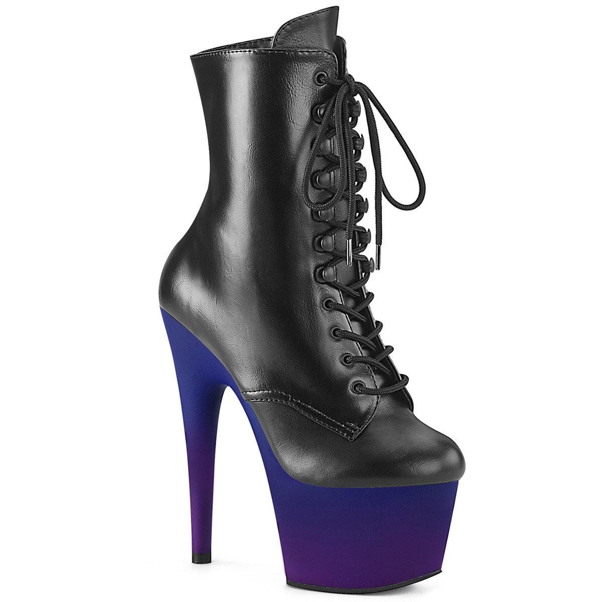 Pleaser Adore-1020BP BPU/BLU-PP - Czarne buty za kostkę na wysokiej platformie