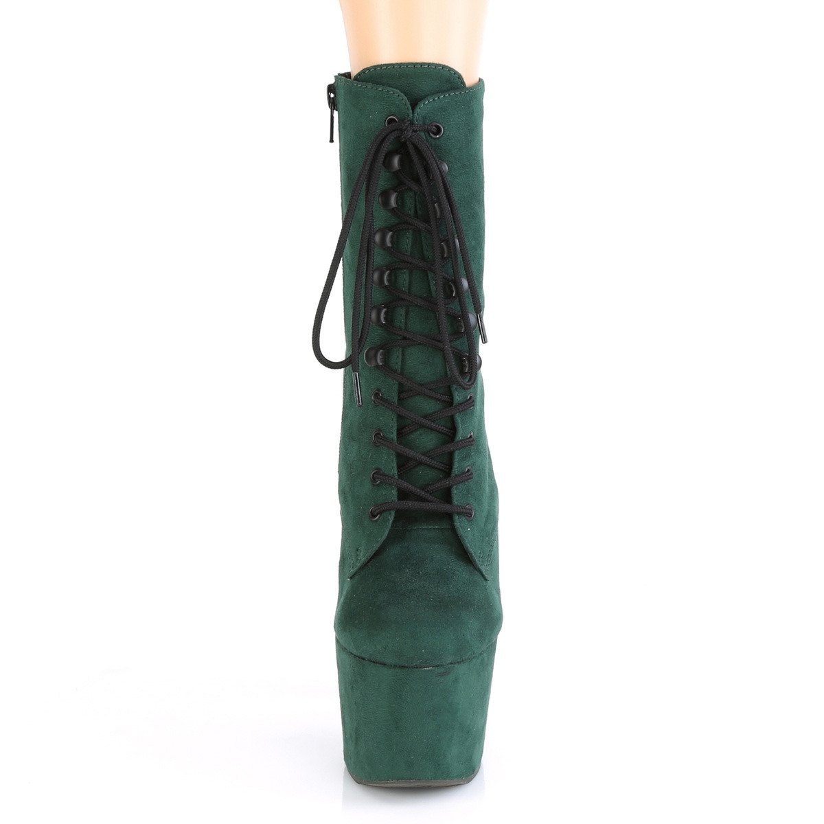 Pleaser Adore-1020FS EMGNFS/M - Zielone buty za kostkę na wysokiej platformie