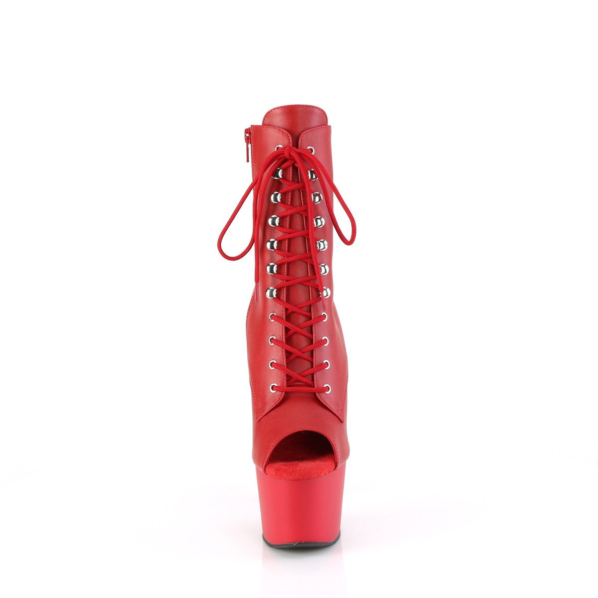 Pleaser Adore-1021 RPU/M - Czerwone buty za kostkę na wysokiej platformie