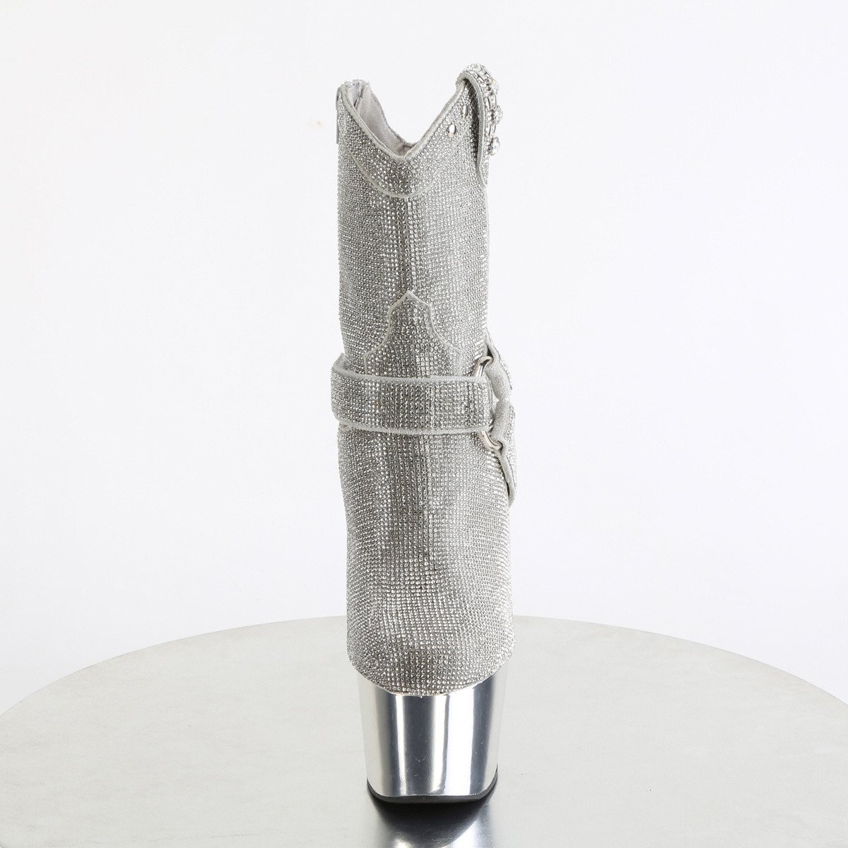 Pleaser Adore-1029CHRS S/SCH - Srebrne buty za kostkę na wysokiej platformie