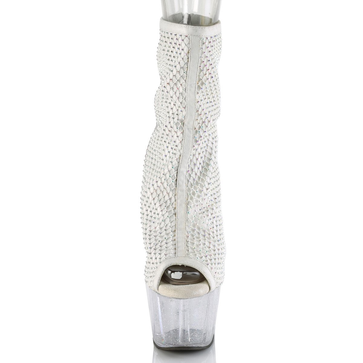 Pleaser Adore-1031GM WFA-RS/C - Białe botki z odkrytymi palcami na wysokiej platformie