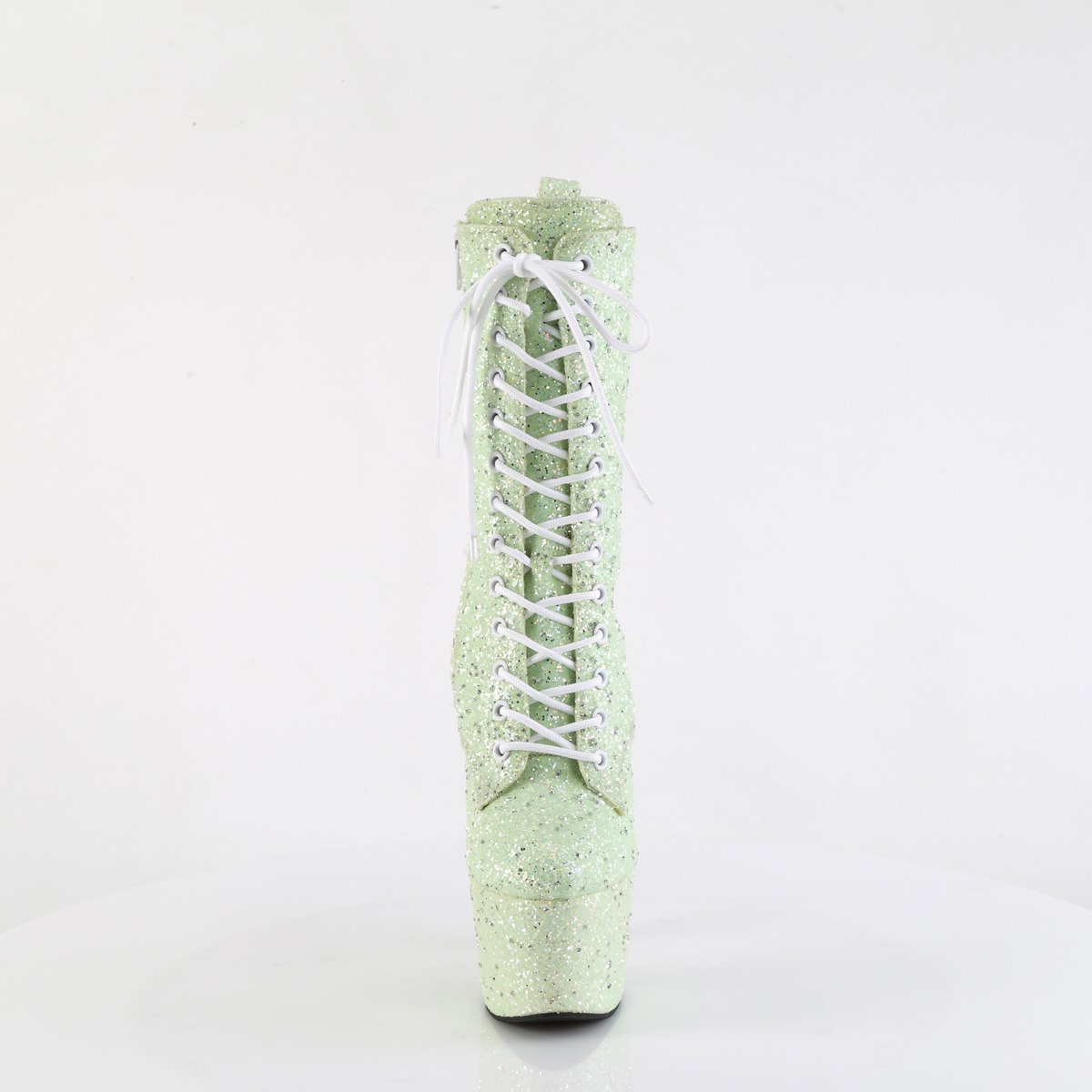 Pleaser Adore-1040GR MTMCG/M - Zielone buty za kostkę na wysokiej platformie