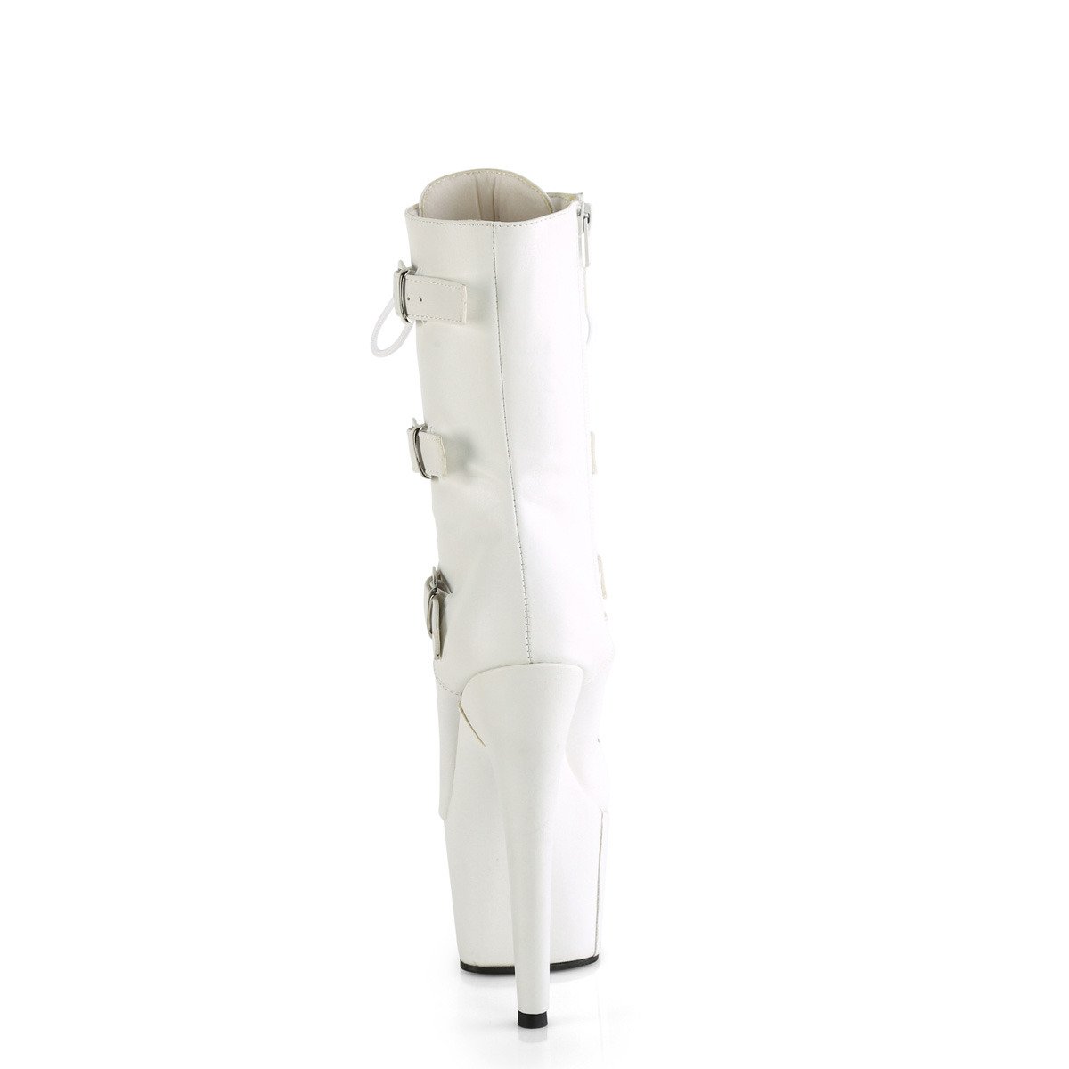 Pleaser Adore-1043 WPU/M - Białe buty za kostkę na wysokiej platformie