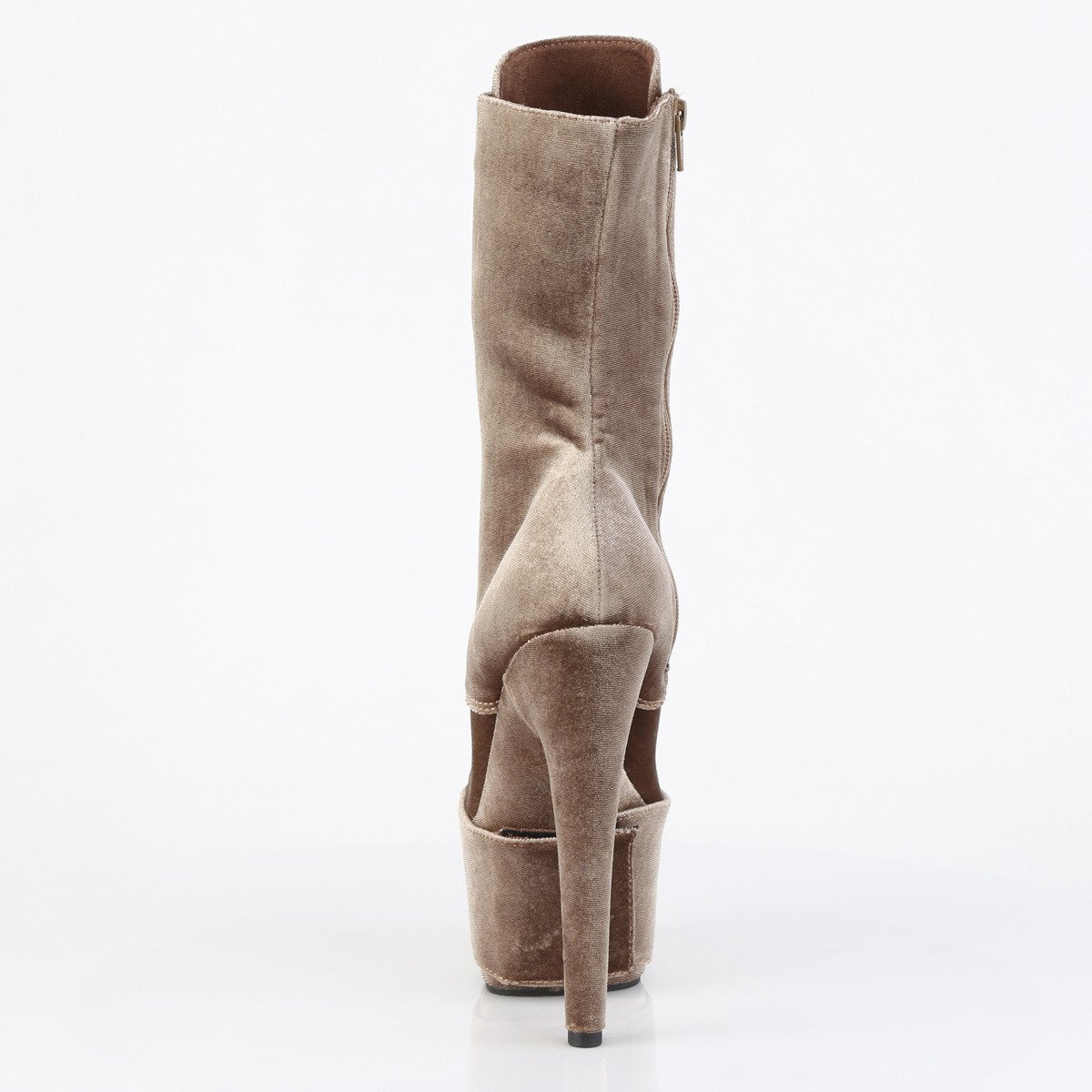 Pleaser Adore-1045VEL K/M - Brązowe buty za kostkę na wysokiej platformie