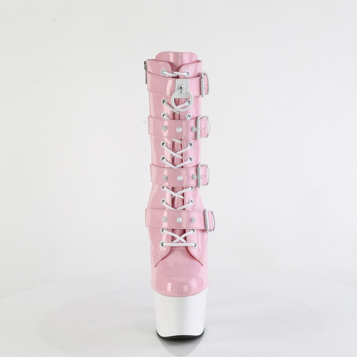 Pleaser Adore-1046TT BPHG/W - Błyszczące różowe buty za kostkę na wysokiej platformie