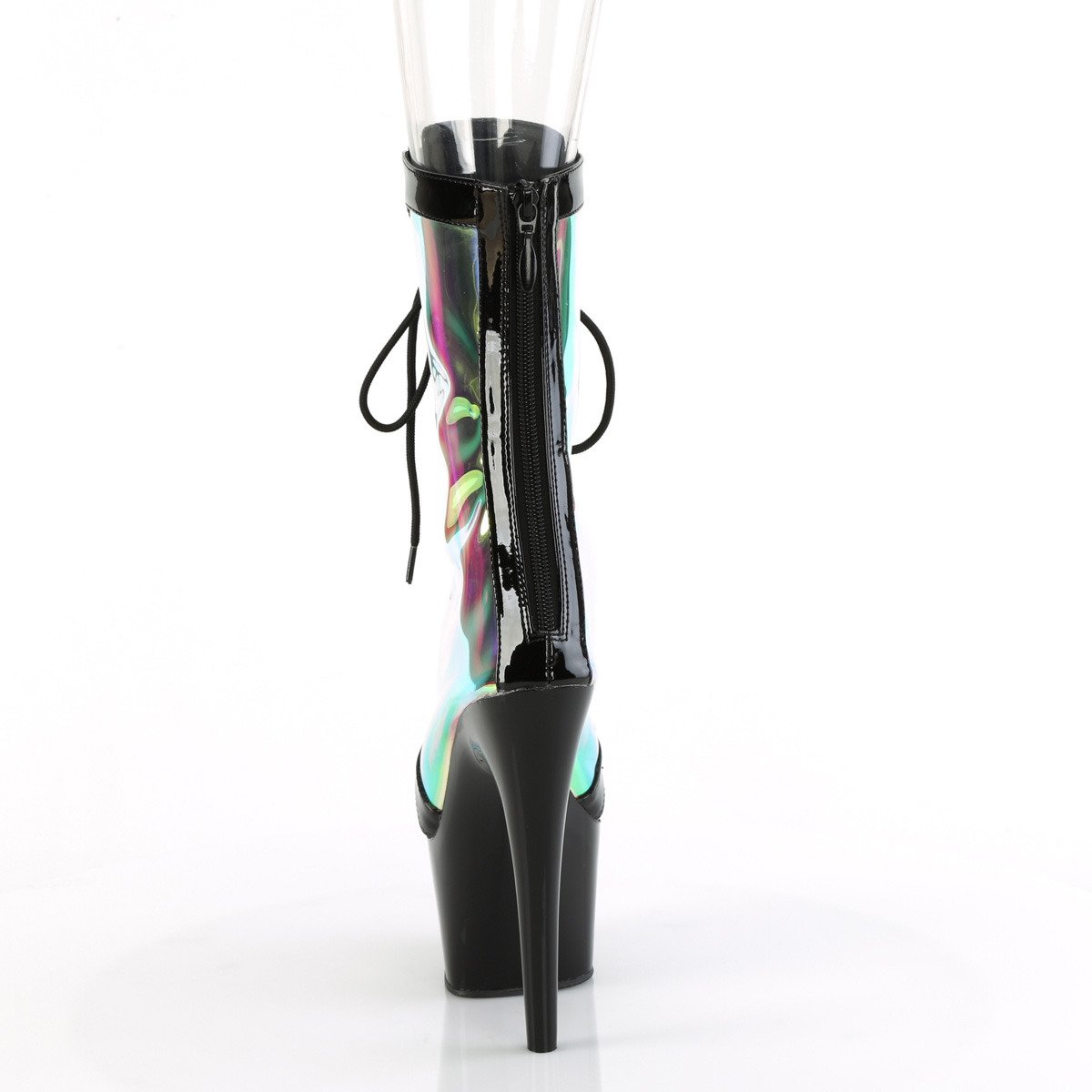 Pleaser Adore-1047 BPT-HG/B - Błyszczące czarne buty za kostkę na wysokiej platformie