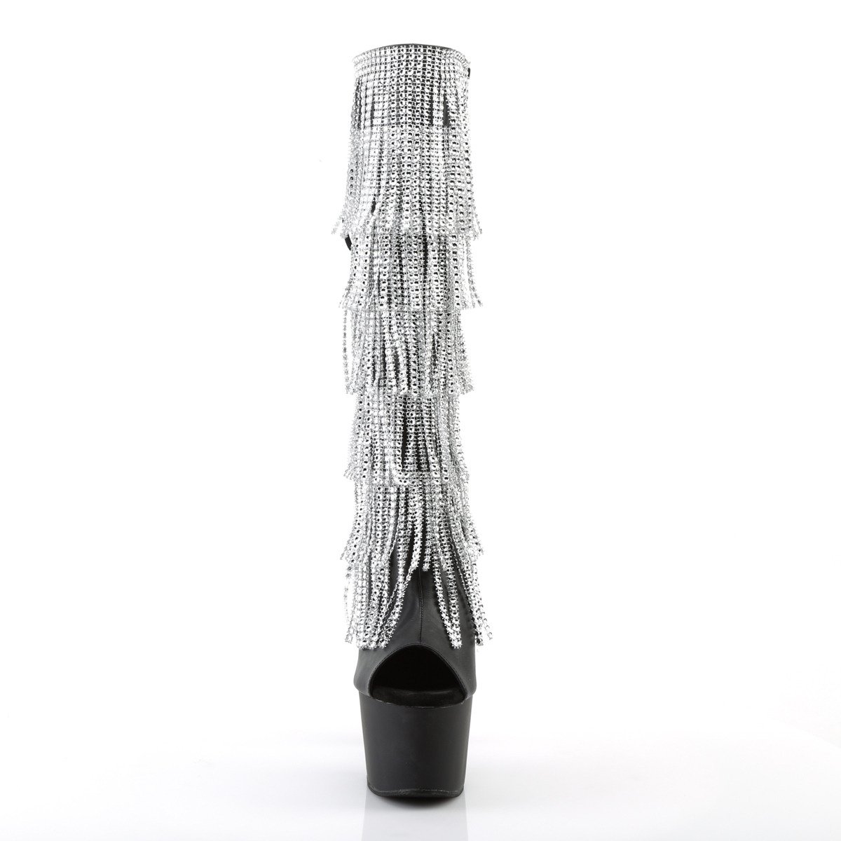 Pleaser Adore-2024RSF BPU/M - Czarne botki z odkrytymi palcami na wysokiej platformie