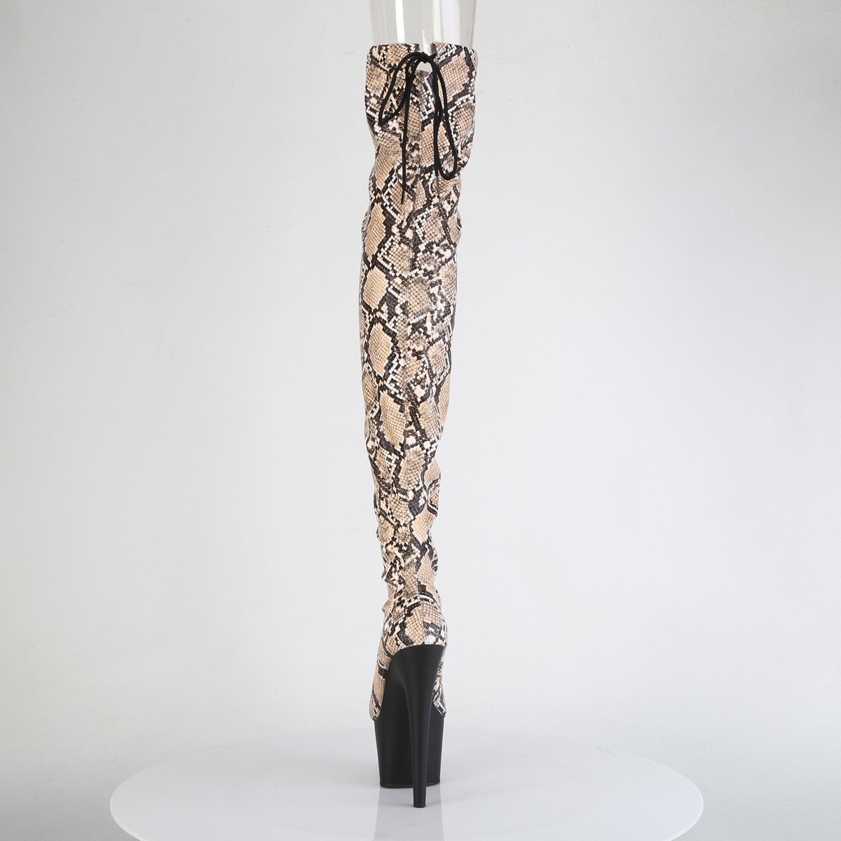 Pleaser Adore-3008SP-BT T-BN/B - Beżowe kozaki za kolano na wysokiej platformie