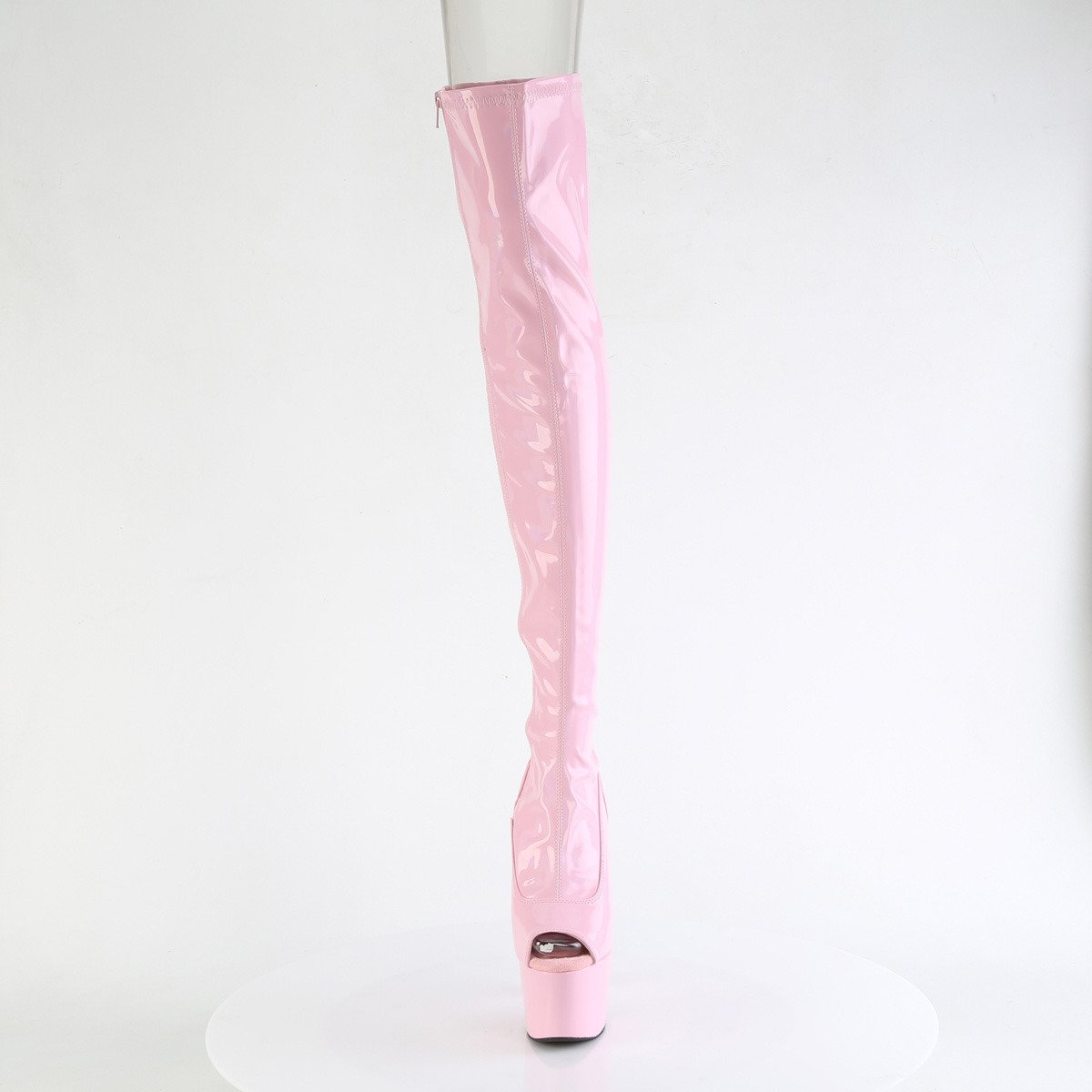 Pleaser Adore-3011HWR BPHG/M - Błyszczące różowe botki z odkrytymi palcami na wysokiej platformie