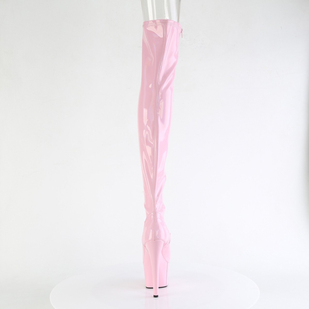 Pleaser Adore-3011HWR BPHG/M - Błyszczące różowe botki z odkrytymi palcami na wysokiej platformie