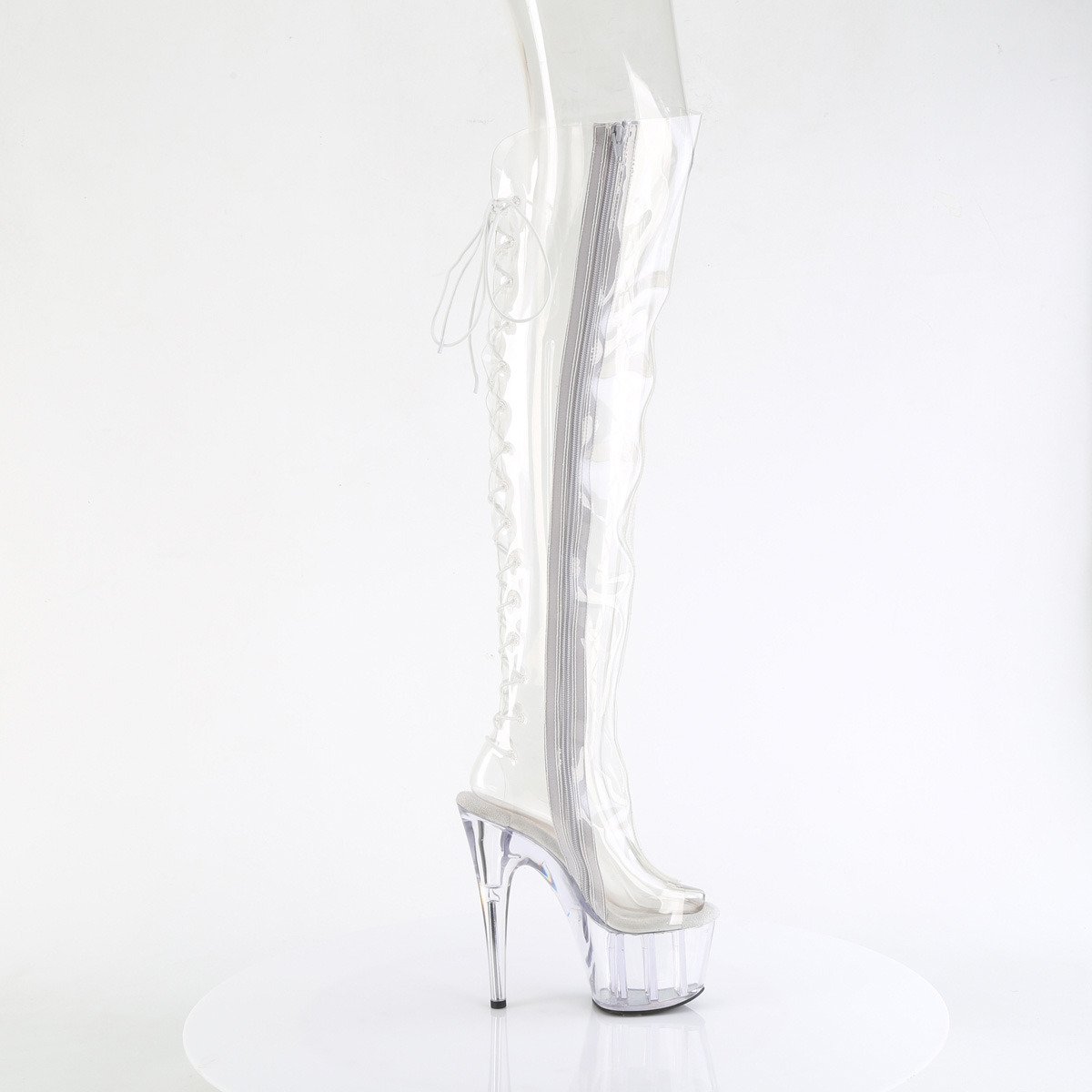 Pleaser Adore-3019C CTPU/M - Przezroczyste botki z odkrytymi palcami na wysokiej platformie