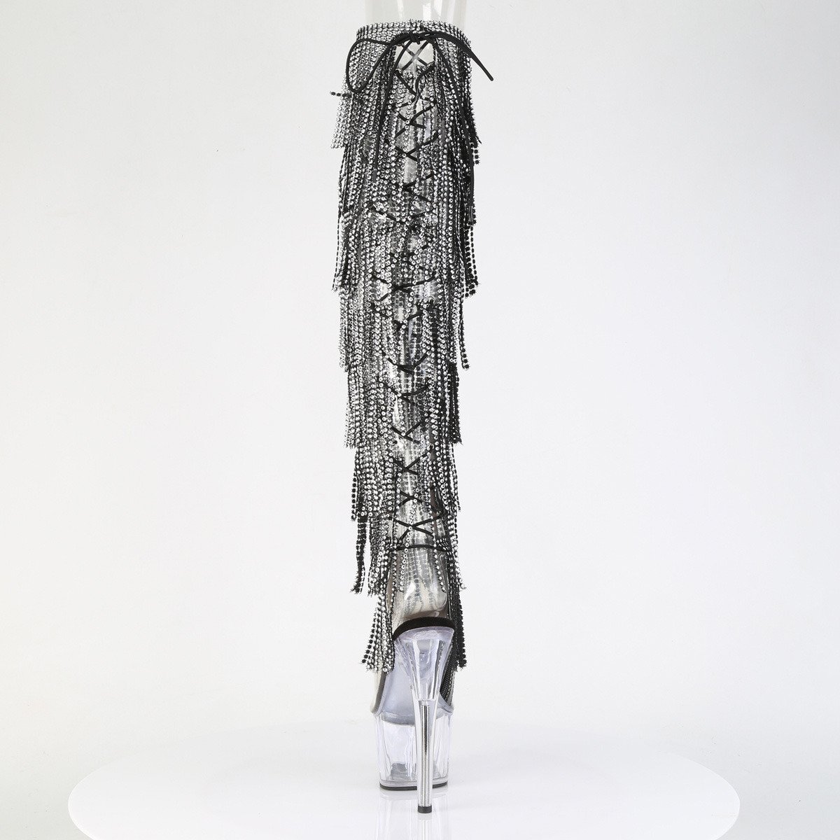 Pleaser Adore-3019C-RSF C-B/C - Czarne botki z odkrytymi palcami na wysokiej platformie