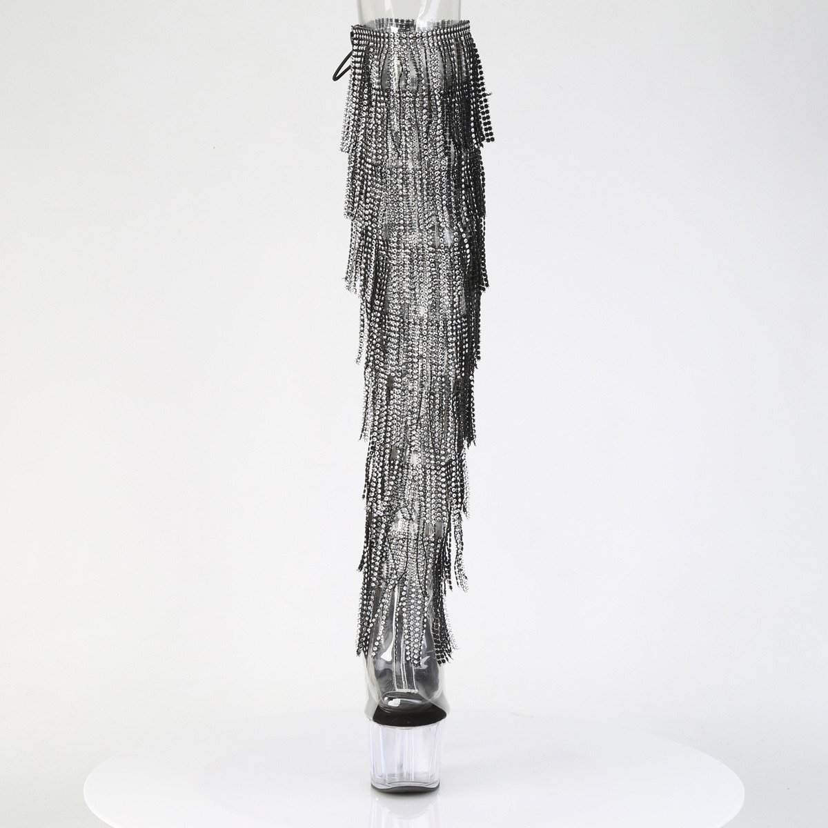 Pleaser Adore-3019C-RSF C-B/C - Czarne botki z odkrytymi palcami na wysokiej platformie