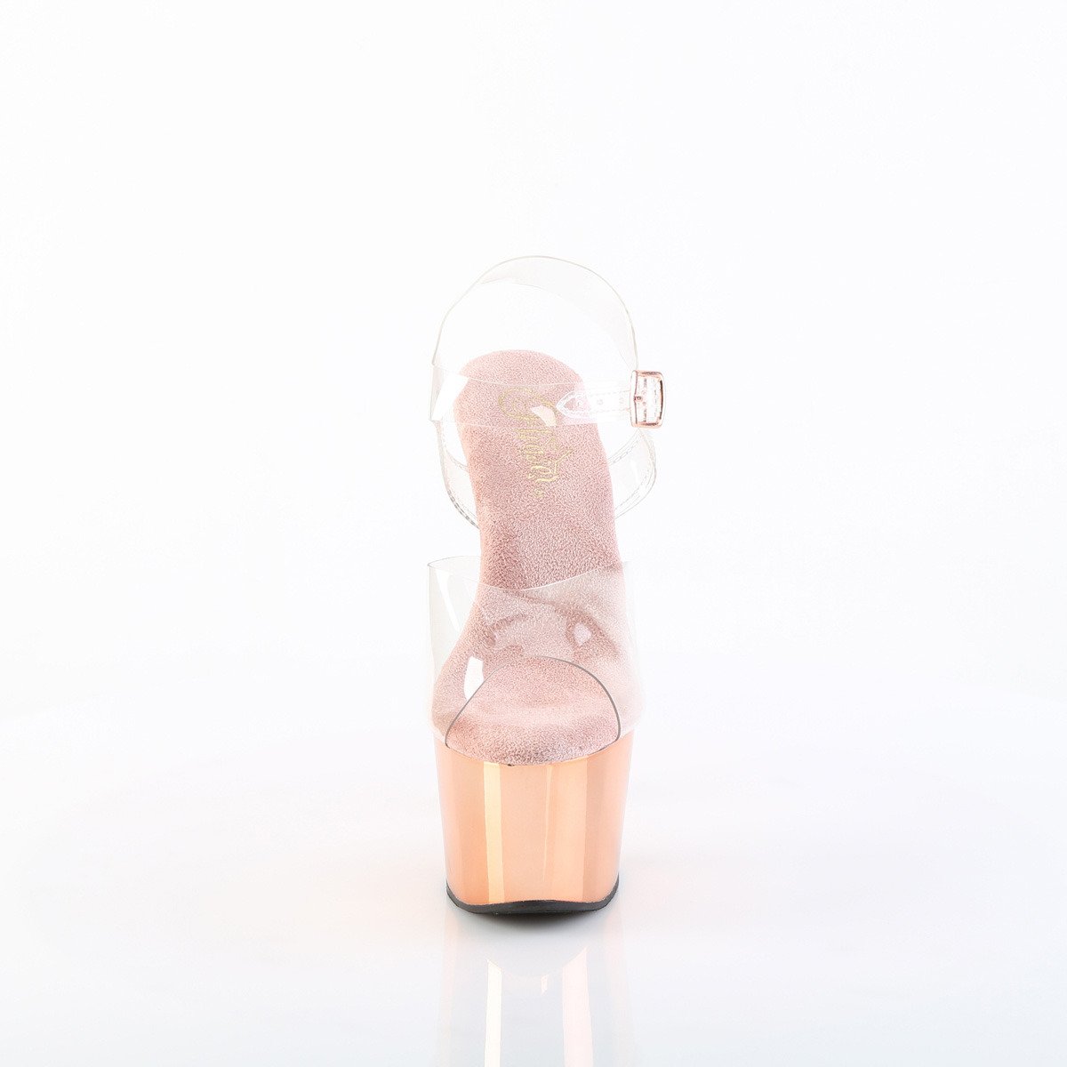 Pleaser Adore-708 C-M/ROGLDCH - Przezroczyste sandały na wysokiej platformie