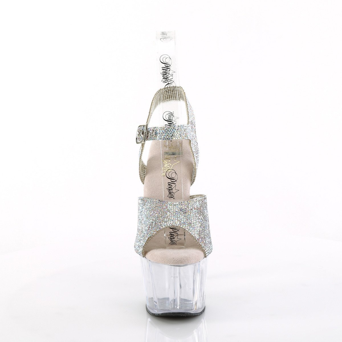 Pleaser Adore-708N-RS SRS-TPU/C - Srebrne sandały na wysokiej platformie