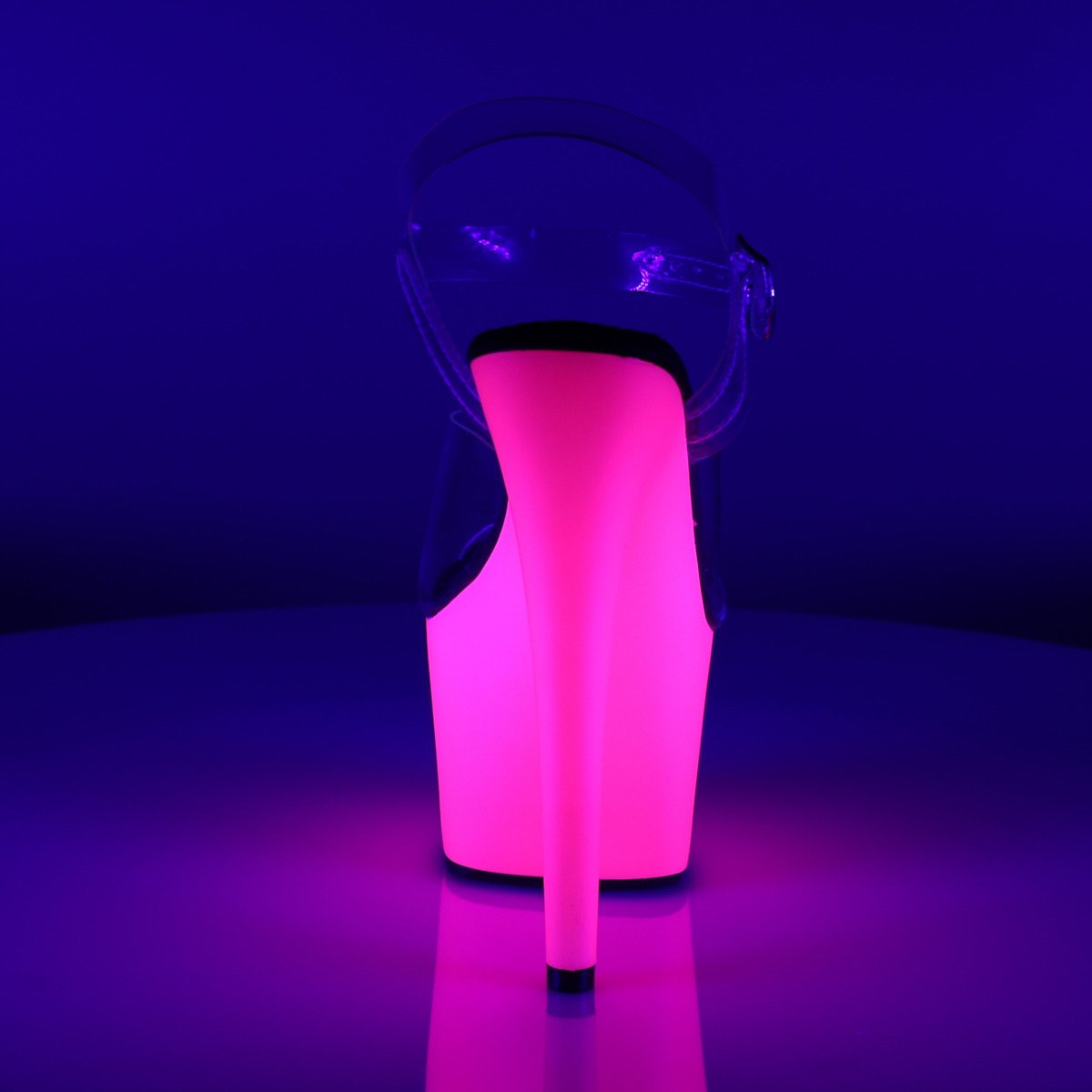 Pleaser Adore-708UV C/NPN - Przezroczyste reagujące na uv sandały na wysokiej platformie
