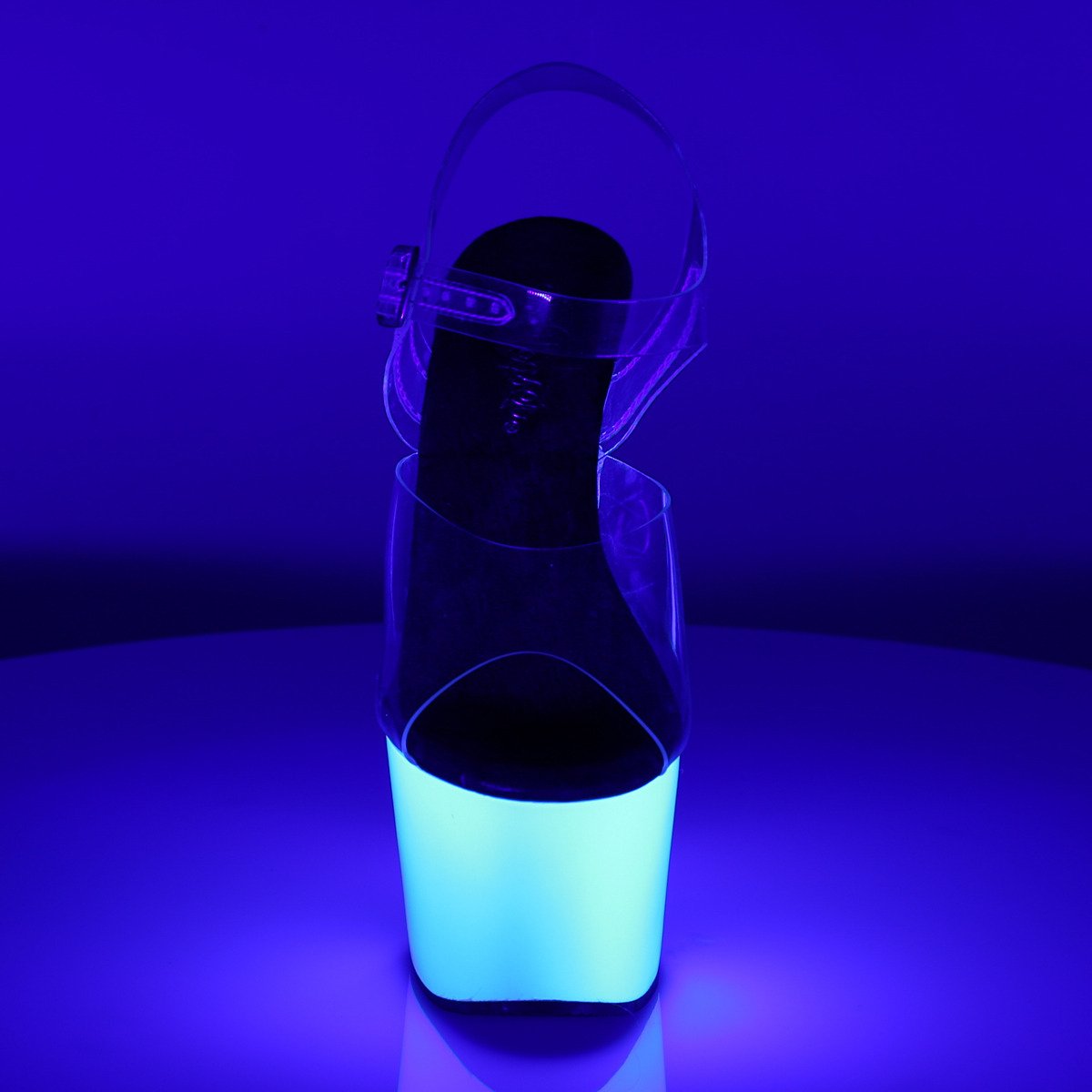 Pleaser Adore-708UV C/NW - Przezroczyste reagujące na uv sandały na wysokiej platformie