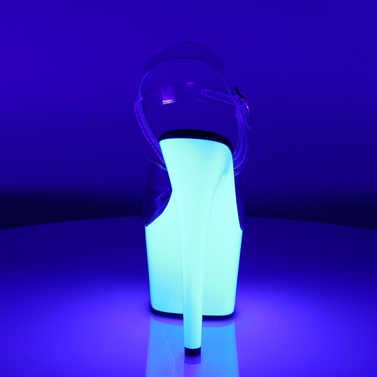 Pleaser Adore-708UV C/NW - Przezroczyste reagujące na uv sandały na wysokiej platformie