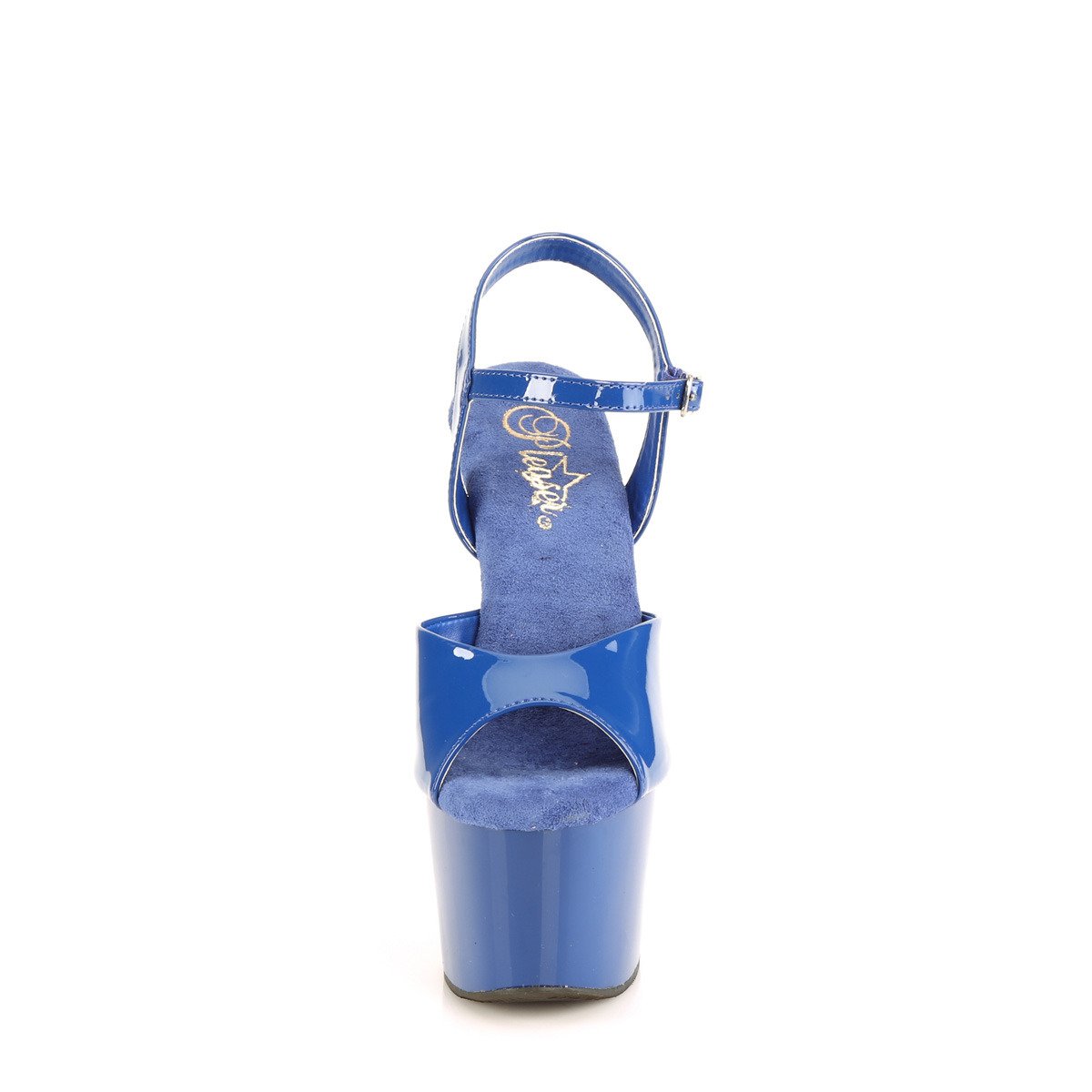 Pleaser Adore-709 RYBL/M - Błyszczące niebieskie sandały na wysokiej platformie