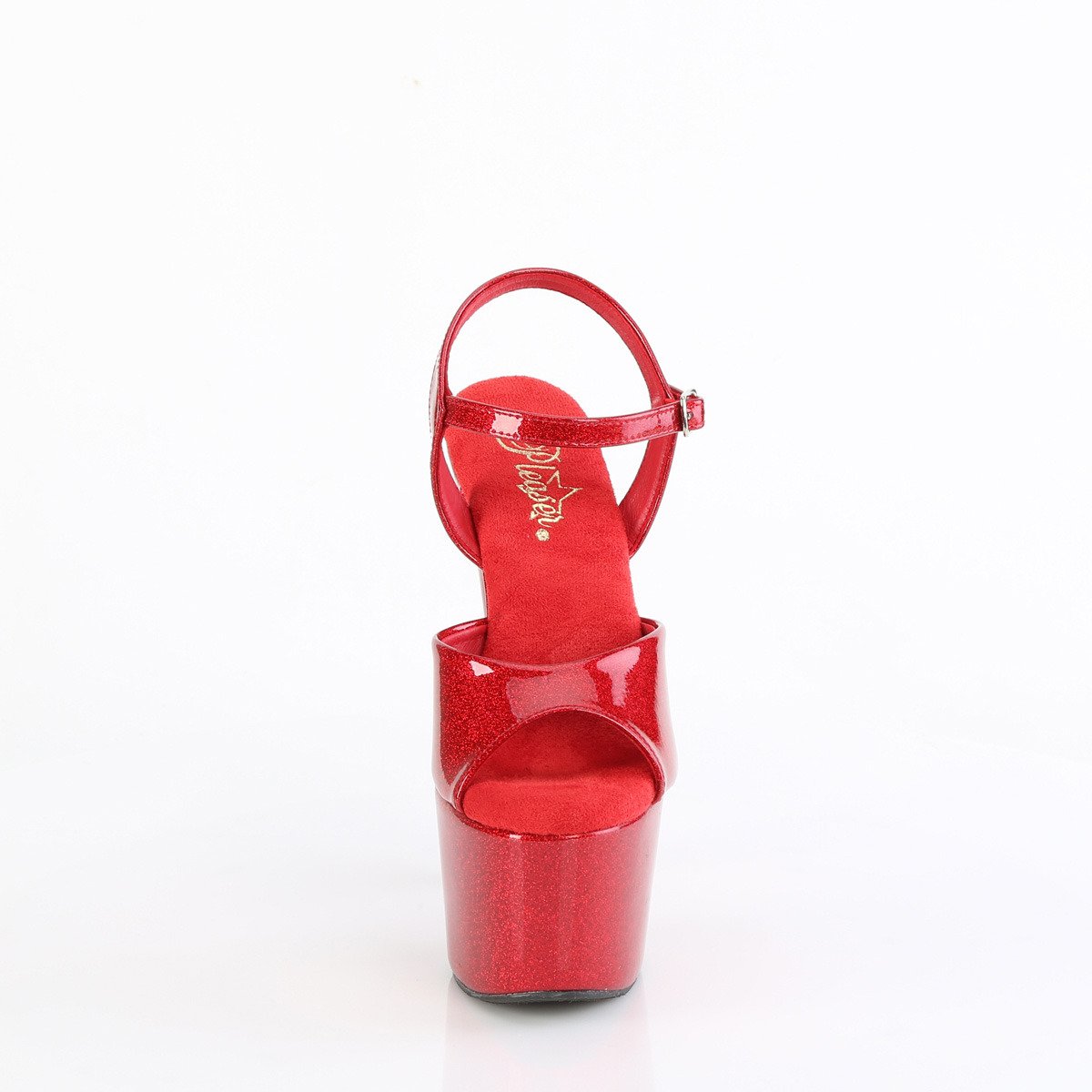 Pleaser Adore-709GP RYRG/M - Błyszczące czerwone sandały na wysokiej platformie
