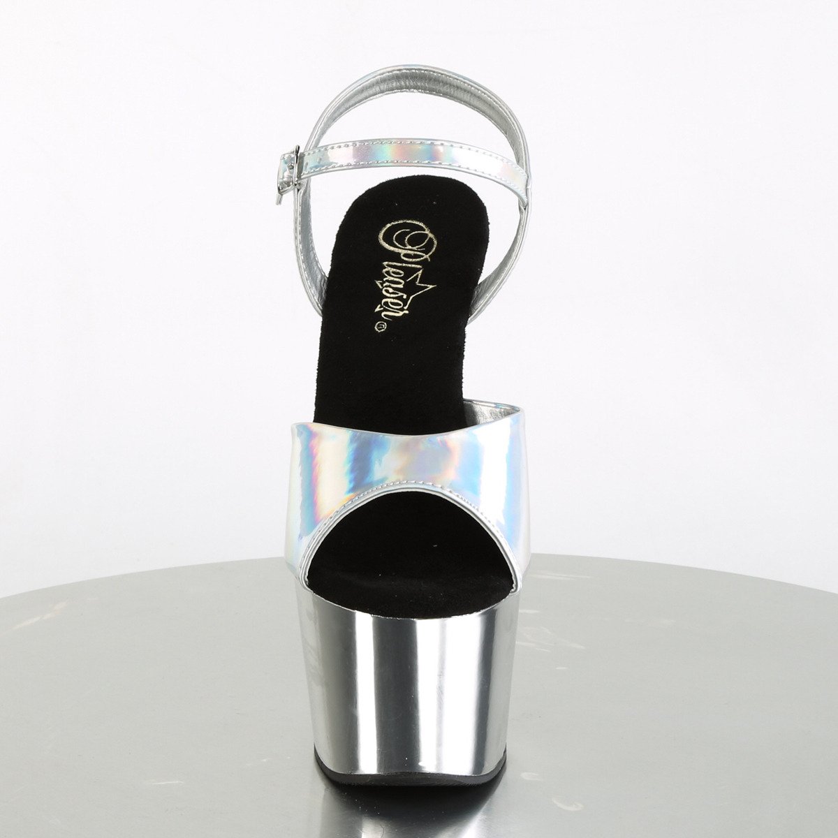 Pleaser Adore-709HGCH SHG/SCH - Błyszczące srebrne sandały na wysokiej platformie