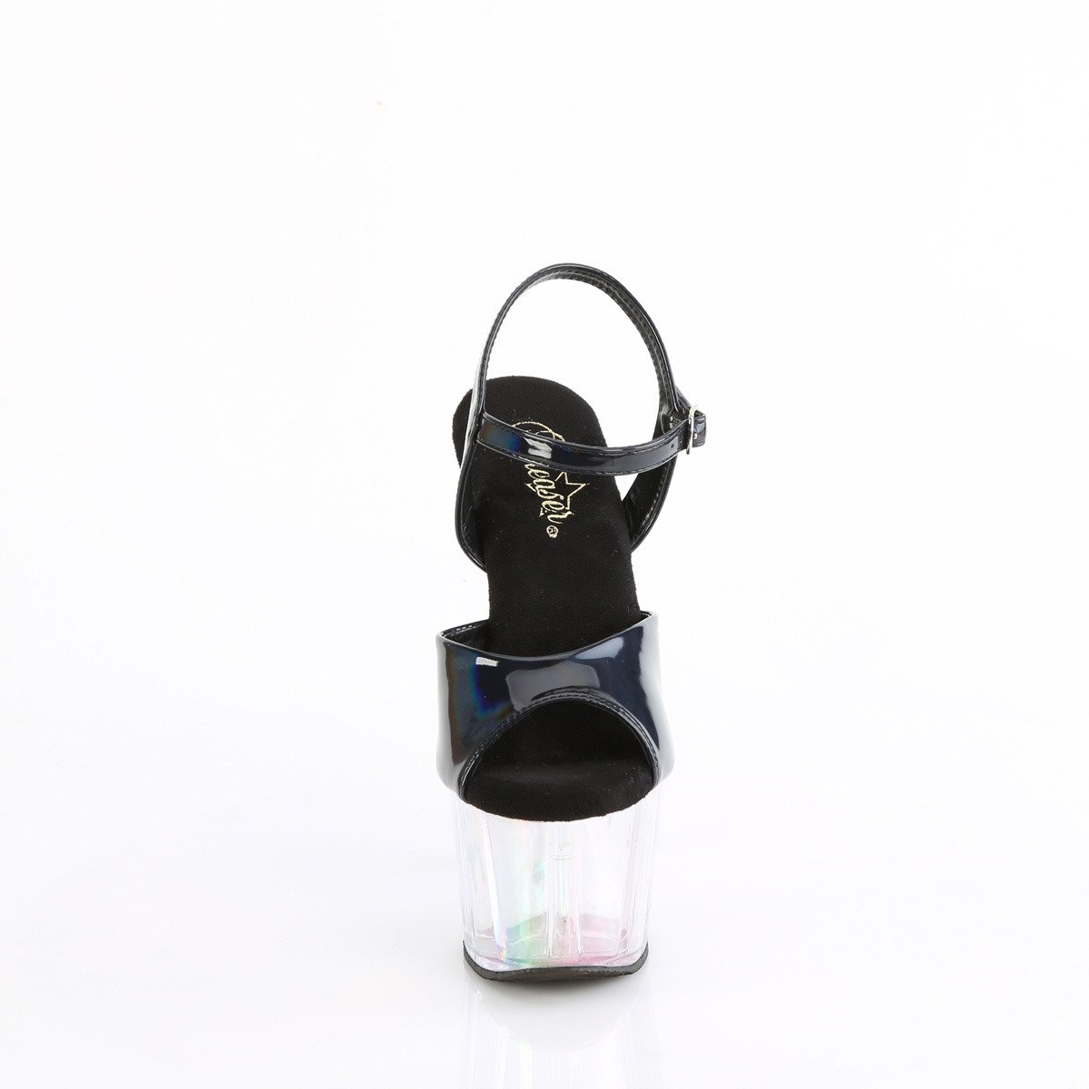 Pleaser Adore-709HT BHG/HGT - Błyszczące czarne sandały na wysokiej platformie