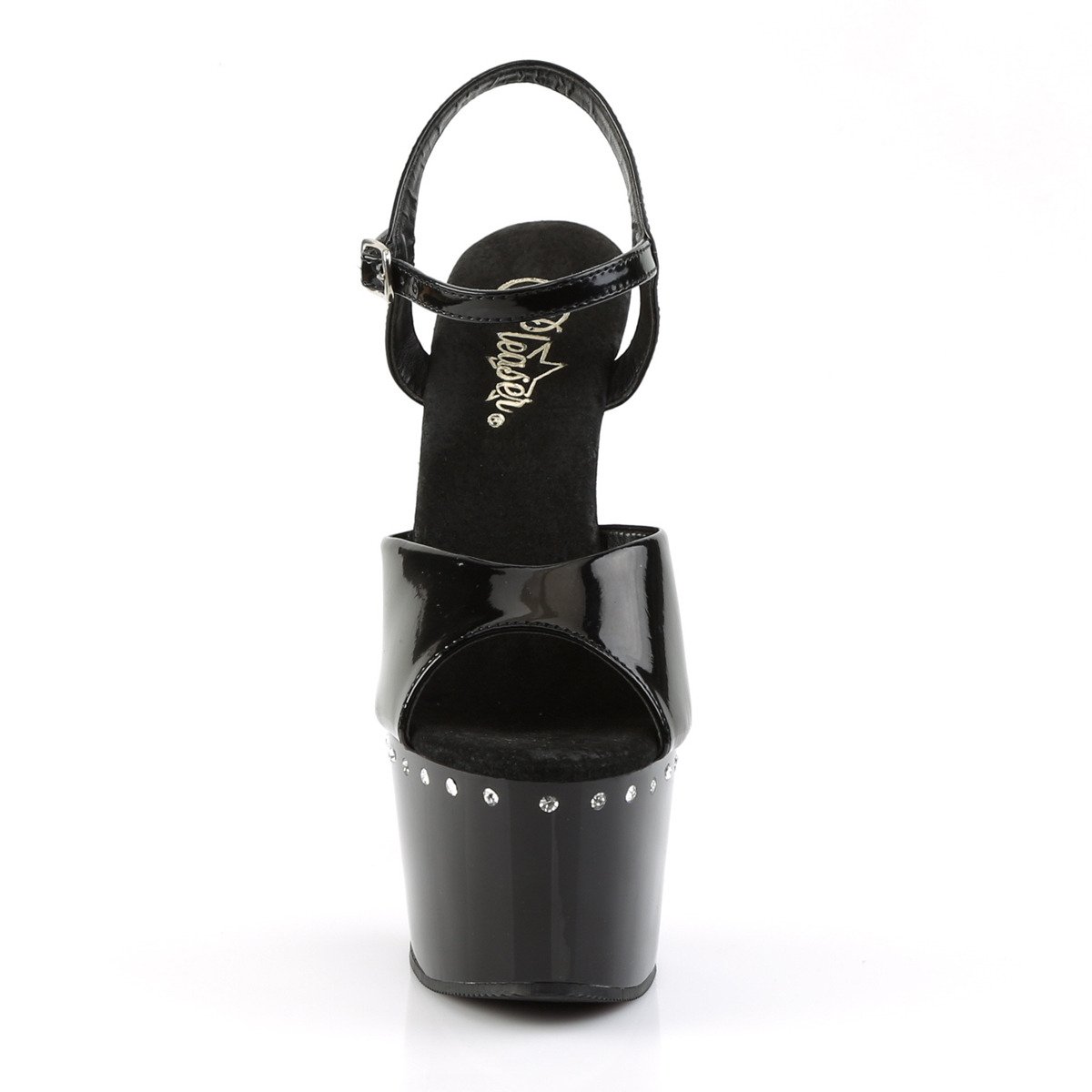 Pleaser Adore-709LS B/M - Błyszczące czarne sandały na wysokiej platformie