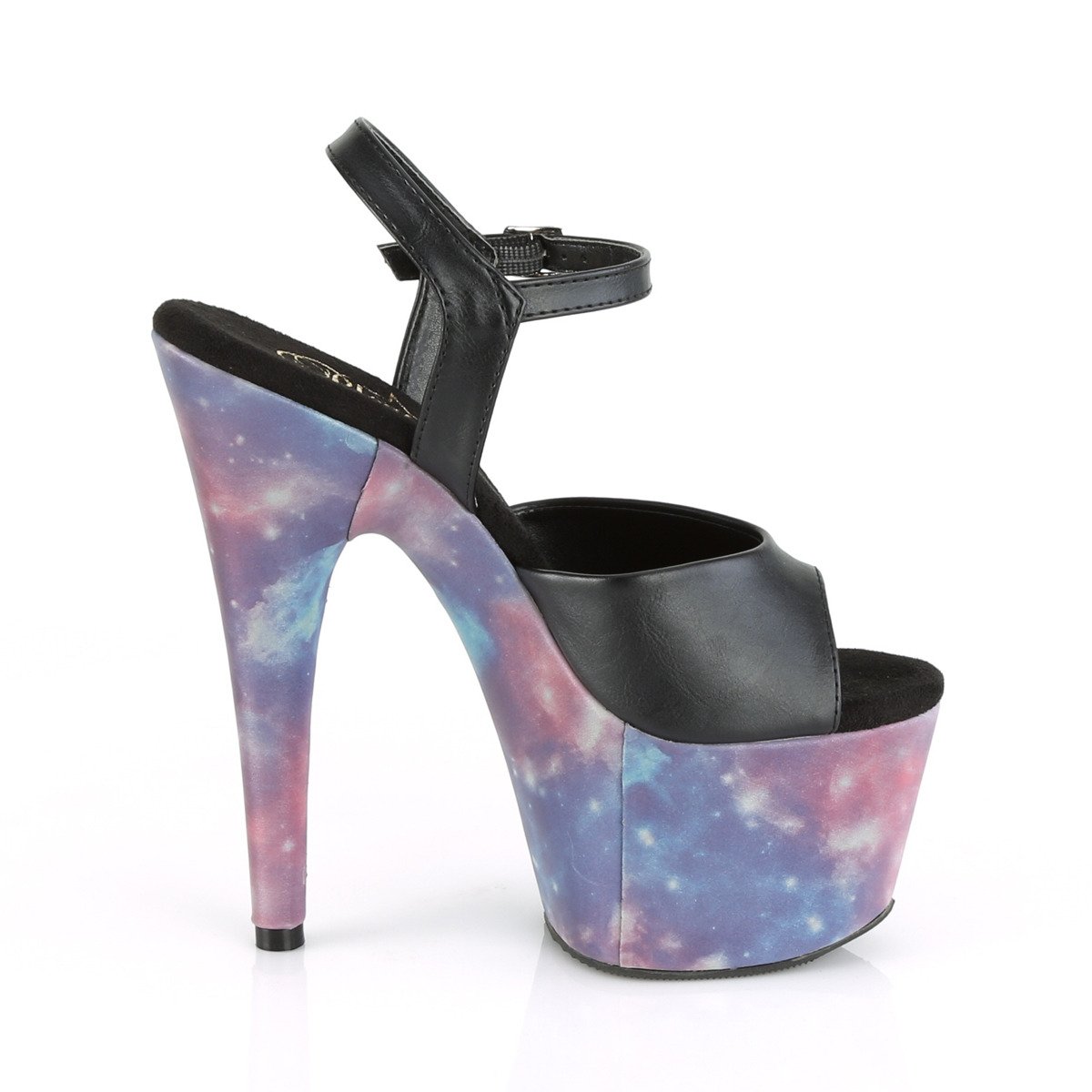 Pleaser Adore-709REFL BPU/PP-BL - Czarne sandały na wysokiej platformie