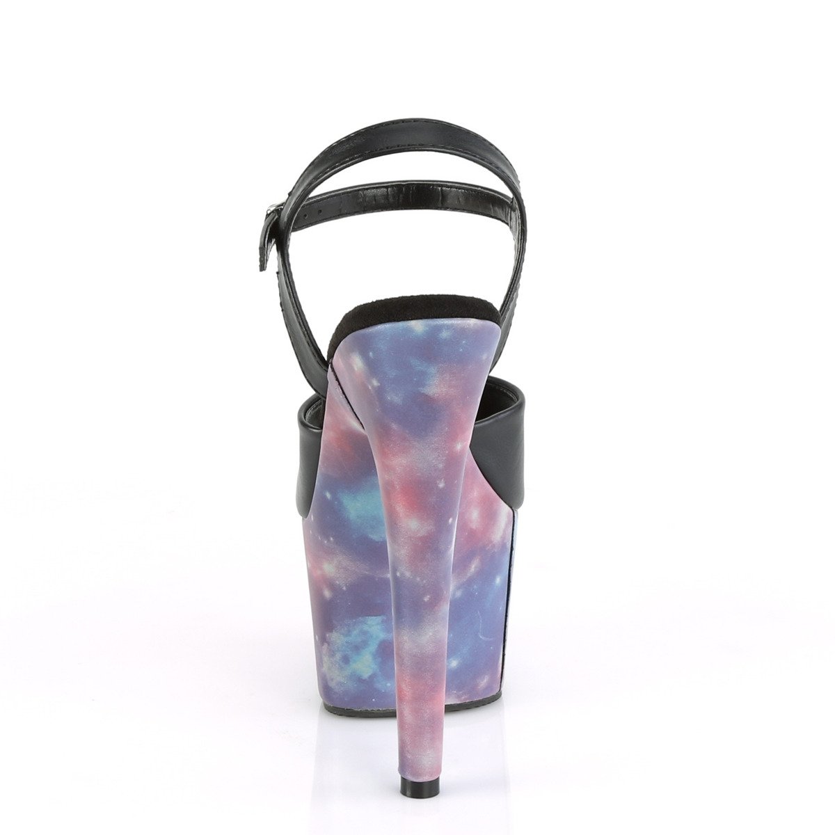 Pleaser Adore-709REFL BPU/PP-BL - Czarne sandały na wysokiej platformie