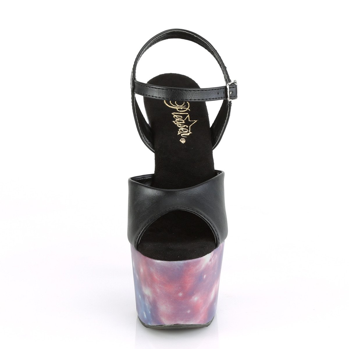 Pleaser Adore-709REFL BPU/PP-BL - Czarne sandały na wysokiej platformie