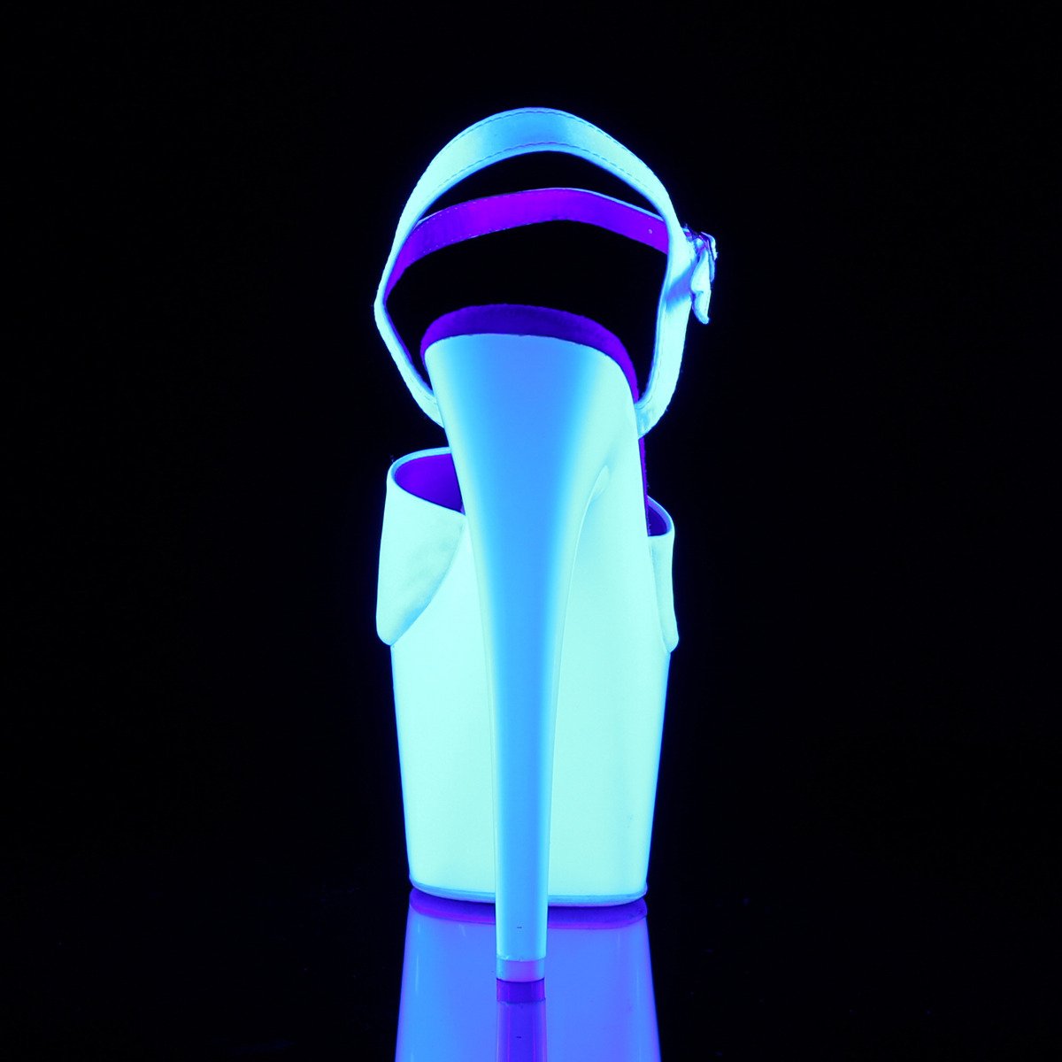 Pleaser Adore-709UV WSA/NW - Białe reagujące na uv sandały na wysokiej platformie