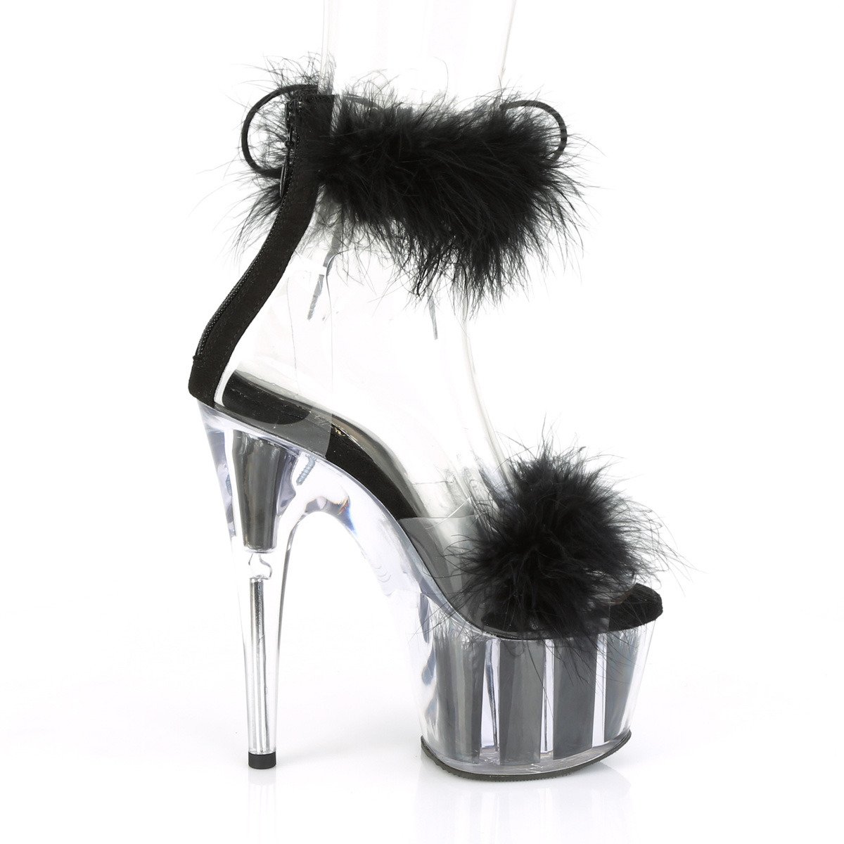 Pleaser Adore-724F C-B/BFUR - Czarne buty z paskiem nad kostką na wysokiej platformie