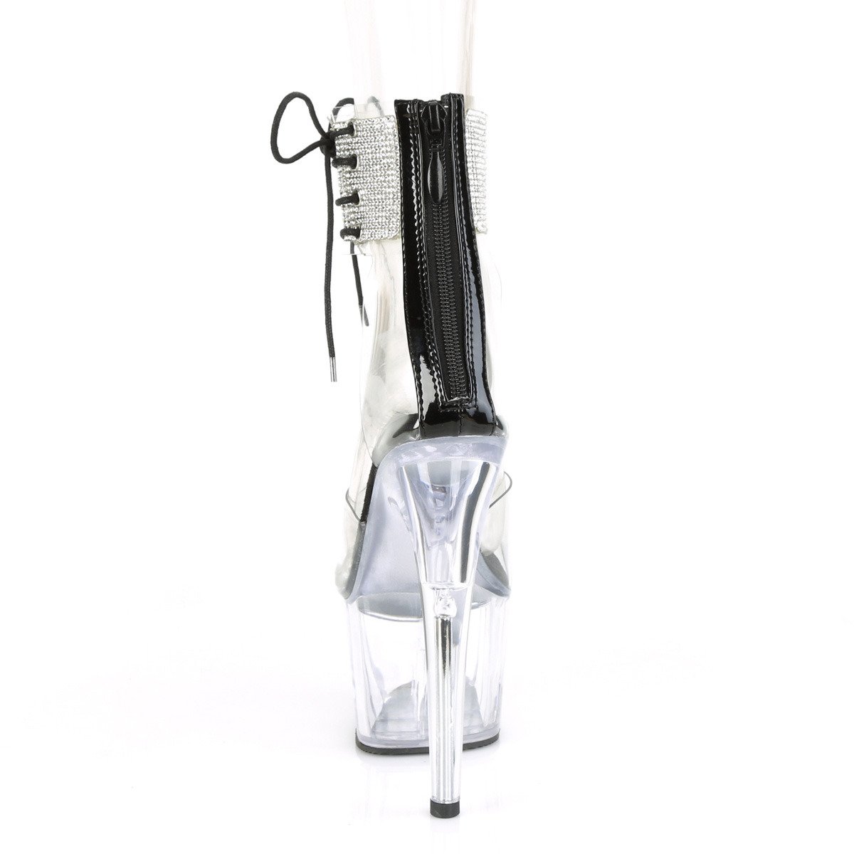 Pleaser Adore-724RS C-B/C - Przezroczyste buty z paskiem nad kostką na wysokiej platformie
