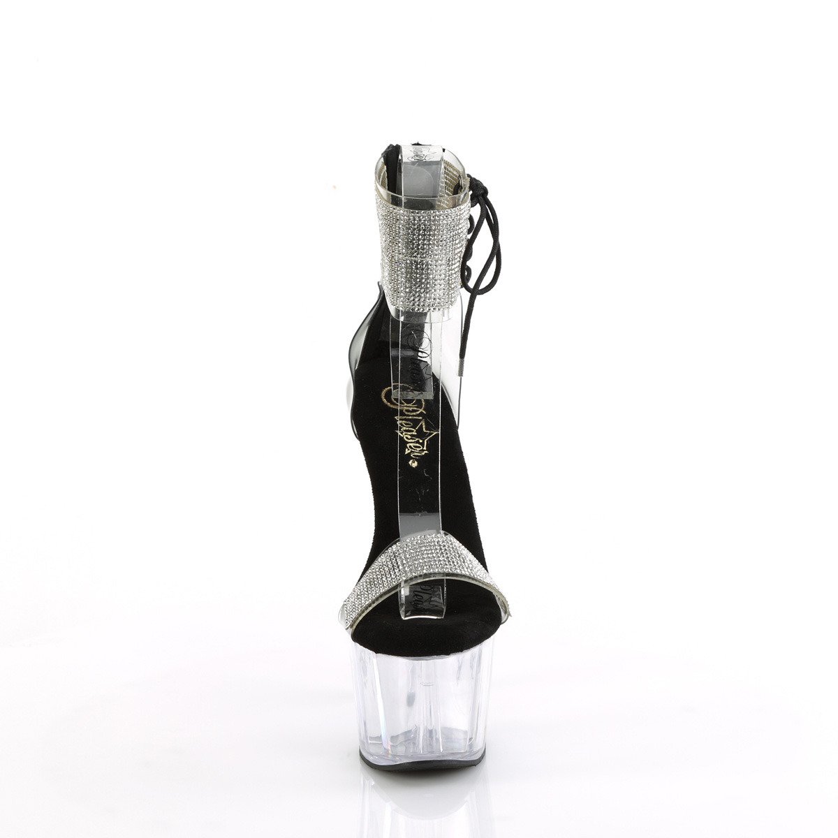 Pleaser Adore-727RS C-B/C - Czarne buty z paskiem nad kostką na wysokiej platformie